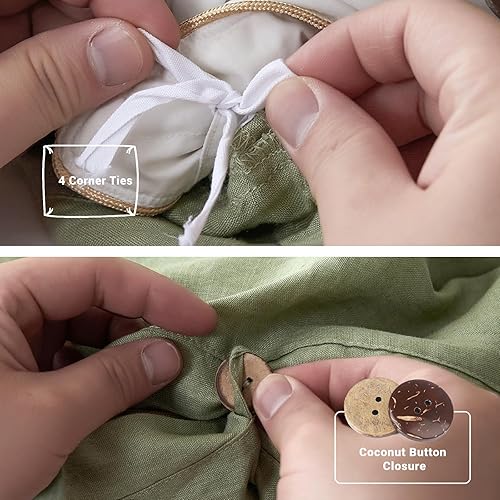 Miniatura 3 de Simple&Opulence Juego de funda de edredón 100% lino, 3 piezas de lino belga transpirable, 1 funda de edredón + 2 fundas de almohada con cierre de