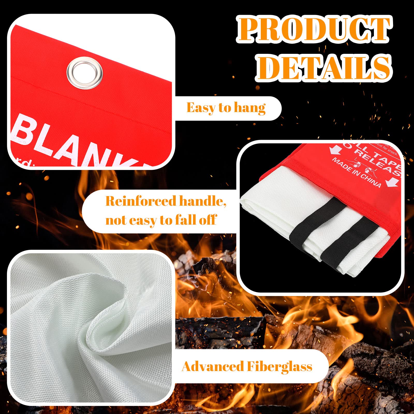 Jerify 36 Pcs Fire Blanket Bulk, Fiberglass Fire Emergency