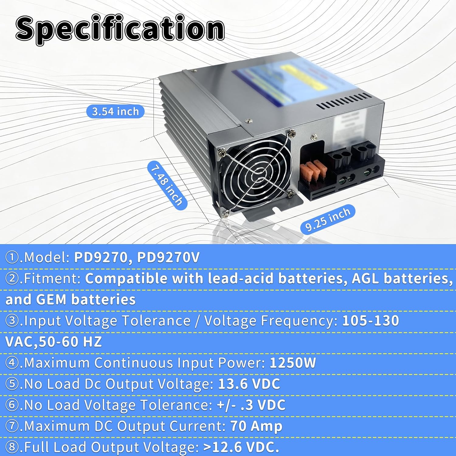 PD9280AV PD9280 RV Power Converter, 12V 80 Amp 9200 Series RV Inverter Converter Charger with Remote Control and Built-in Charge Wizard, for RV Camper Caravans