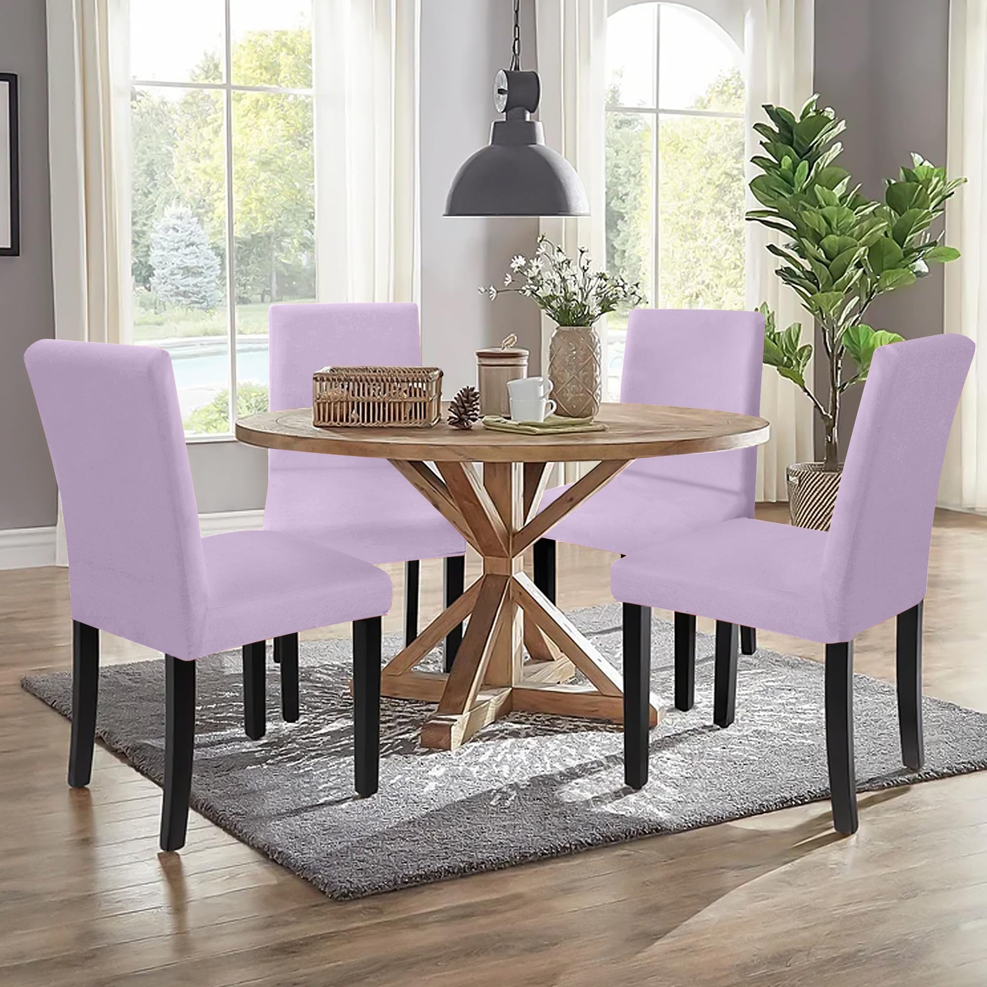 Sufdari Chair Covers 4 purple,Stretch Dining Chair Covers - Image 2