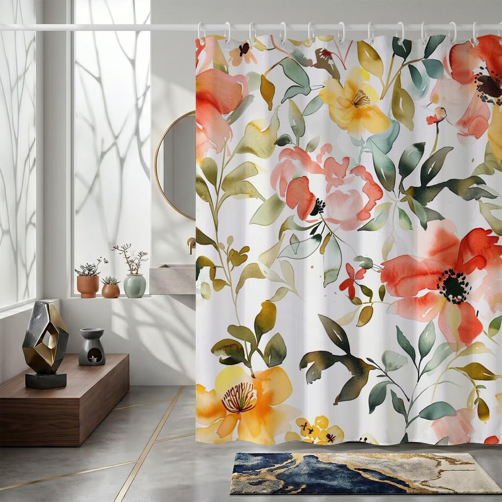 Rideaux baignoire style fleur pour rafraîchir la décoration de votre salle de bain 150x170