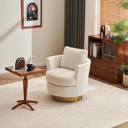 Miniatura 3 de Silla giratoria de 360 grados con almohada, tela de terciopelo, modernas sillas de acento giratorias, cómoda silla redonda pequeña para sala de