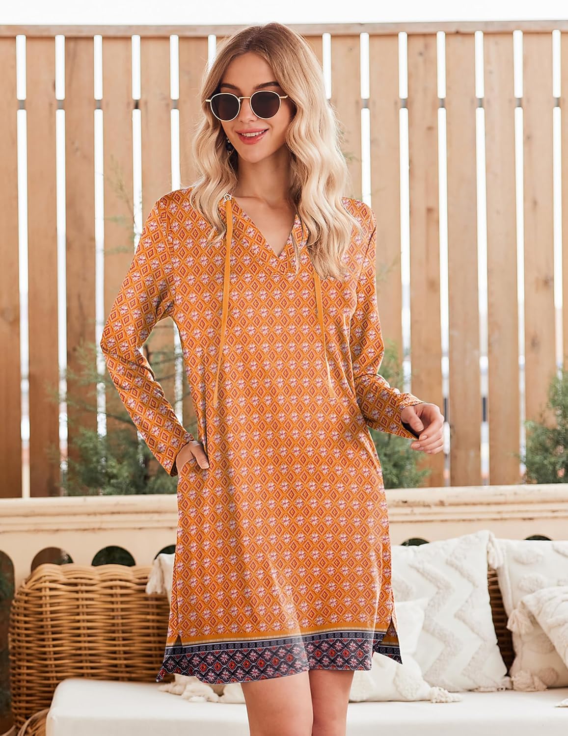 HOTOUCH Womens UPF 50+ Cover-Up Dress Beach SPF Sun Protection Long Sleeve Shirts Dress Lightweight Athletic UV Hoodie - Image 2