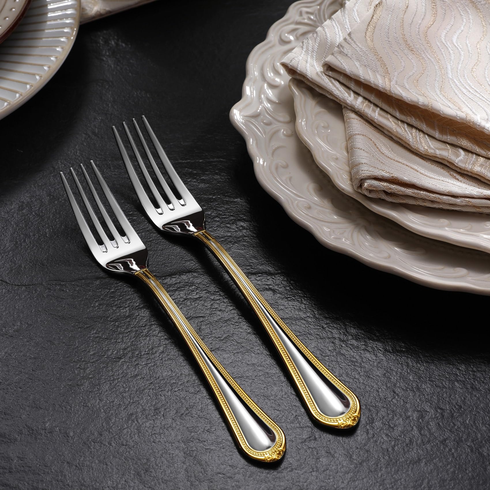 KEAWELL Premium Pearl Edge 4-Piece 7.3-Inch Fork Set (4, 7.3" Salad Forks) — Amazon image 7