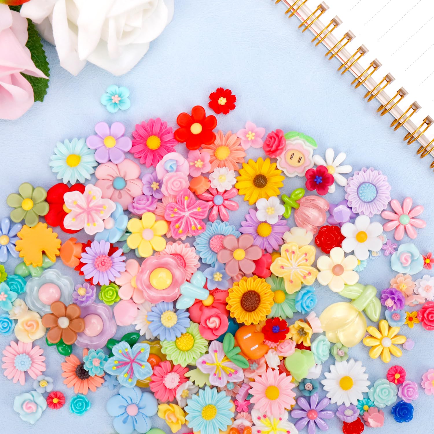 175Pcs Flatback Resin Flower Charms for Craft DIY Tiny Flower Cabochons Embellishment Mixed Colors Daisy for Jewelry Making Scrapbooking Resin Slime Charms Hair Clips Bracelets Phone Case Decor - Image 6