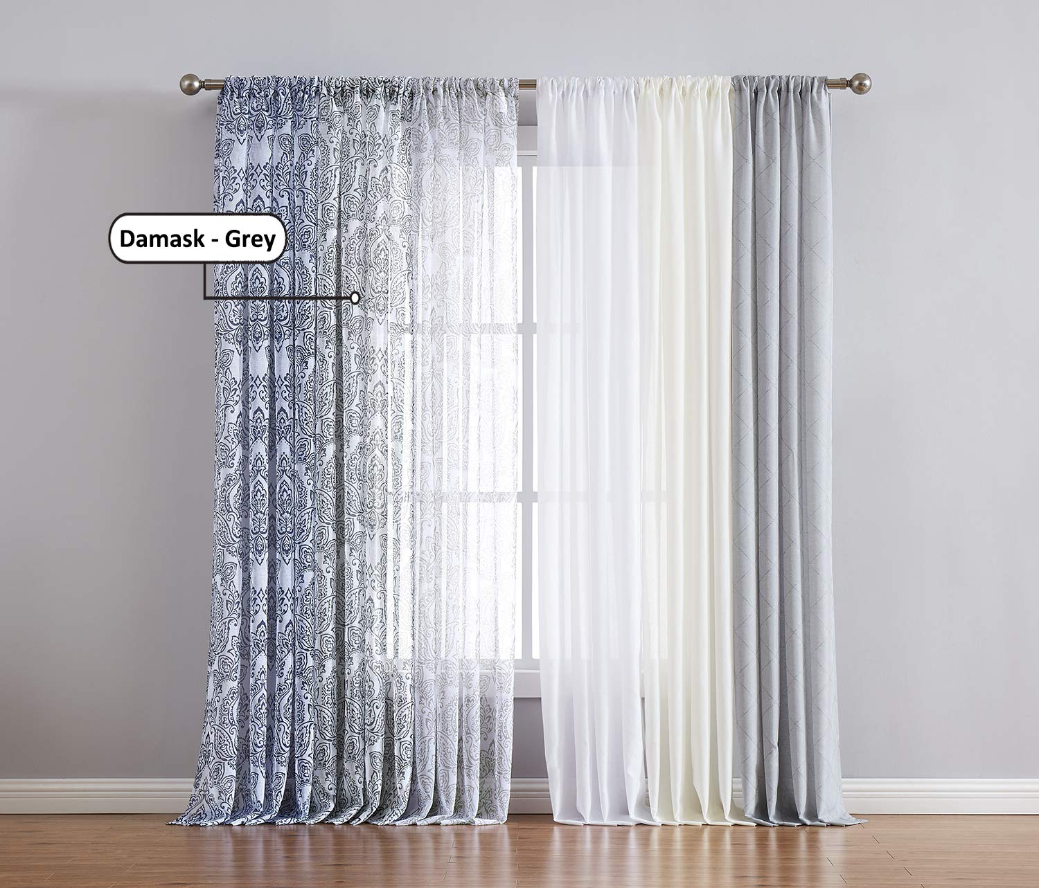 Amazon.co.jp: グレーダマスクプリントシアーカーテン 95インチ : Home