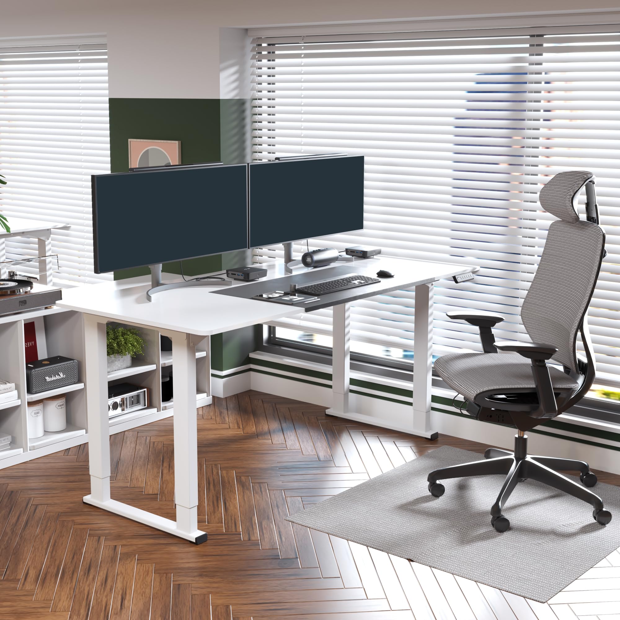 SANODESK 4-Leg Standing Desk Electric Height Adjustable Desk with Memory Presets for Home Office Stand up Desk Computer — view 4