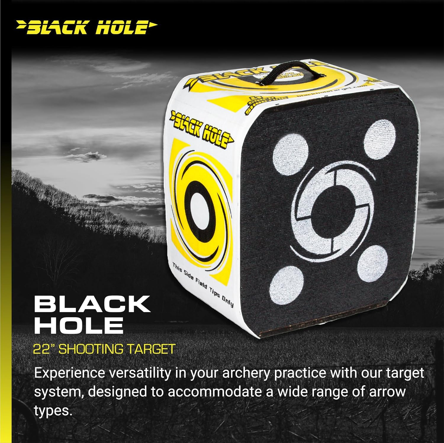Black Hole 4-Sided Target 18" 22" Stops Field Points & Broadheads Up To 300FPS, Yellow