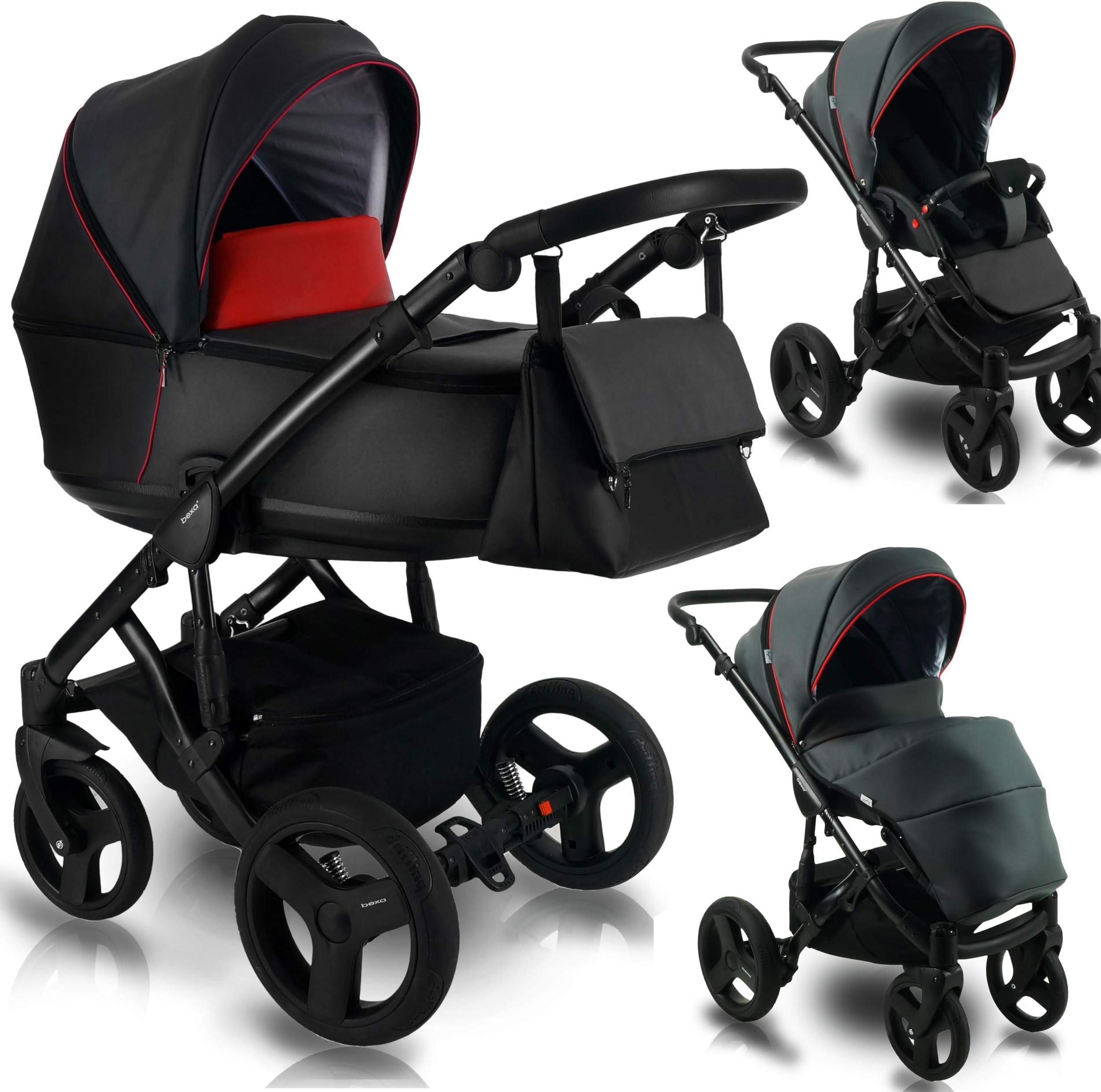 Stroller Pram Pushchair Isofix Car seat DIN EN 1888 LeCo by Ferriley & Fitz Night Black 314 4in1 car seat +Isofix