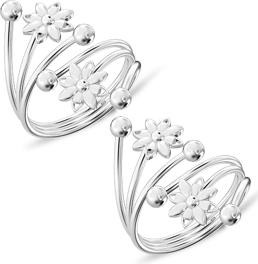TRUESILVER ACPL 925 Sterling Silver Toe Rings for Women (Adjustable) BIS Hallmarked Multi-Design Bichiya | Pure Chandi Foo...