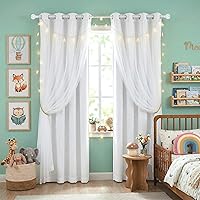 Vista 1 de PONY DANCE Cortinas para Sala de 84 Pulgadas de Largo - Cortinas con Capa Traslúcida, 52 Pulgadas de Ancho, Paneles para Tratamiento de Ventanas