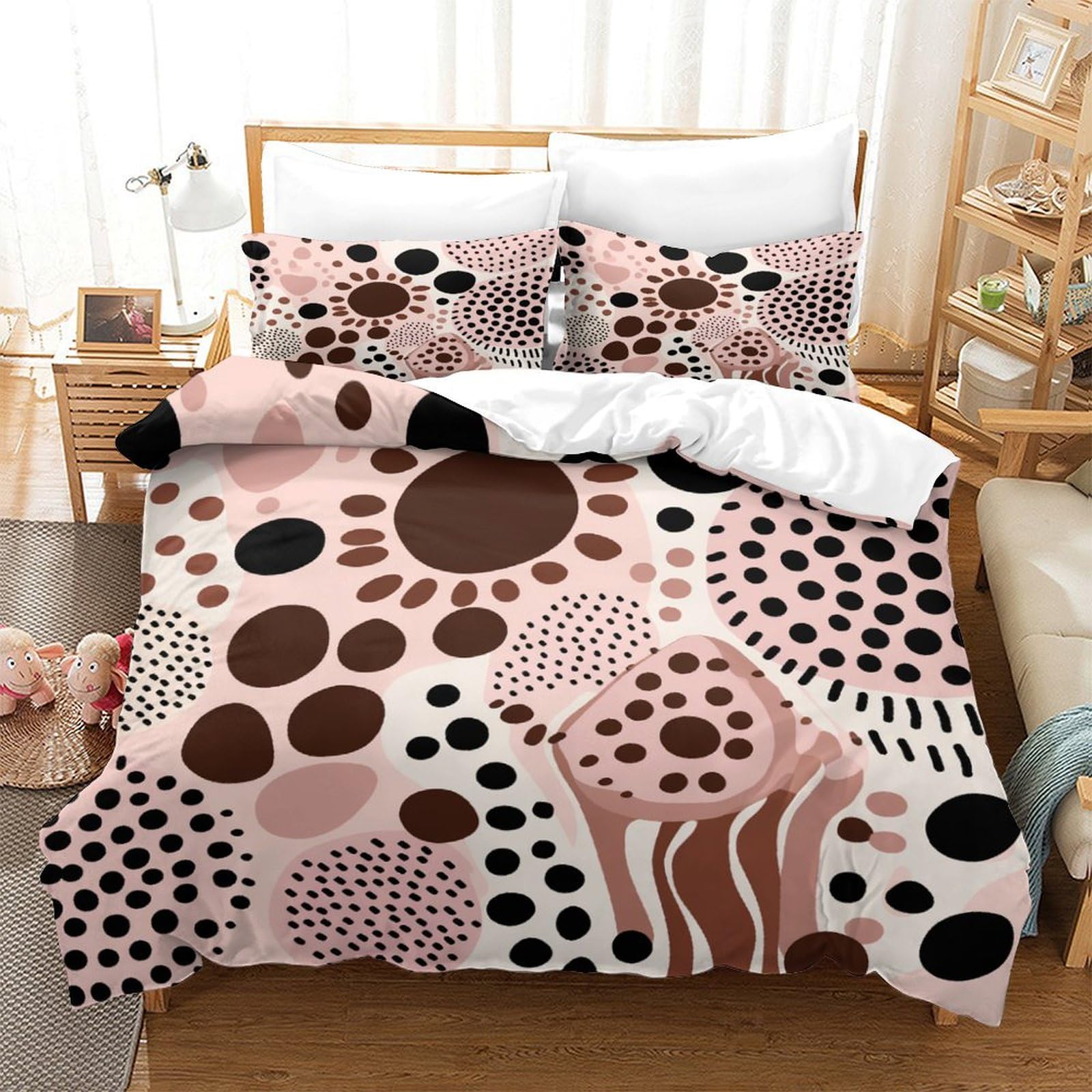 P1S9U7W5Y Modern Abstract 3D Printed Duvet Cover Set 3pcs Microfiber Dot Bedding Set King