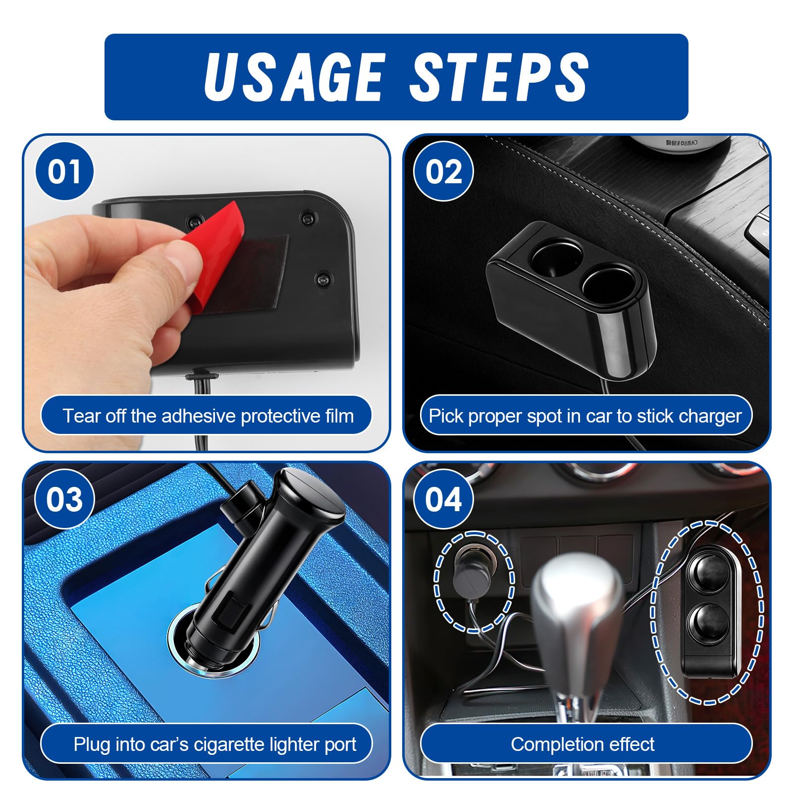 Double Prise Allume Cigare 12V/24V avec 2 Ports USB Répartiteur Adaptateur Double avec Prise USB et Multiprise pour Véhicule Chargeur Voiture 3.1A pour Voiture Camion Camping-Car - 4