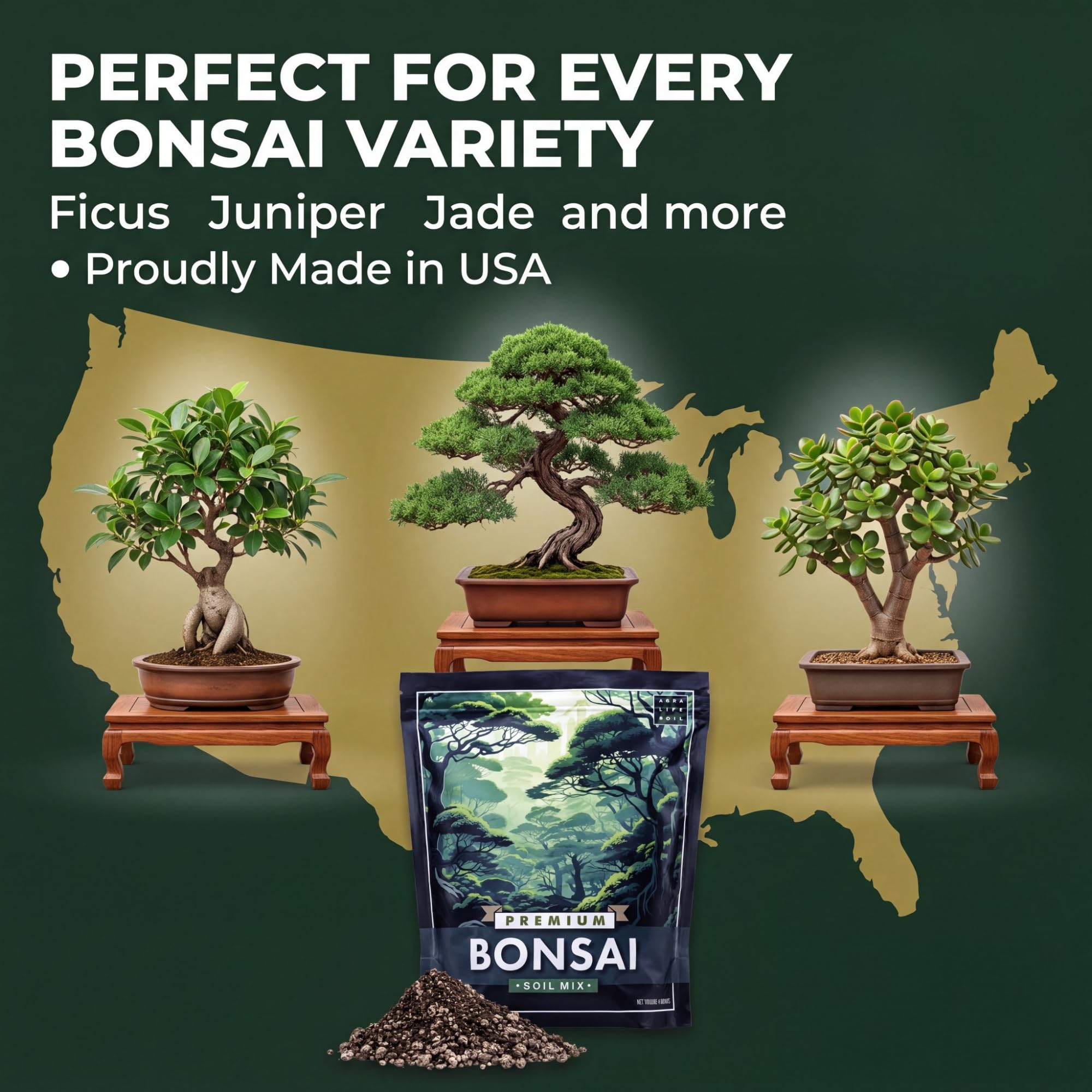 Mélange de sol pour bonsaï de qualité supérieure pour bonsaïs d'intérieur prospères – Terreau parfait pour toutes les variétés de bonsaï – Mélange biologique pour une croissance optimale – Sol pour