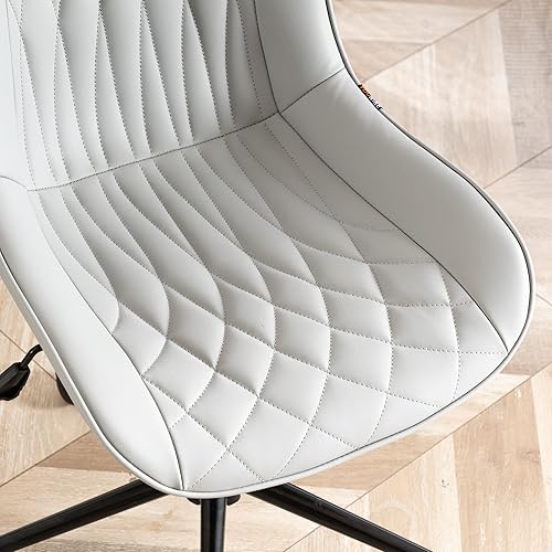 Miniatura 5 de YOUNIKE Silla ergonómica gris de escritorio para oficina en casa, sin brazos, cómoda, pequeña, con ruedas, giratoria, ajustable, moderna, con
