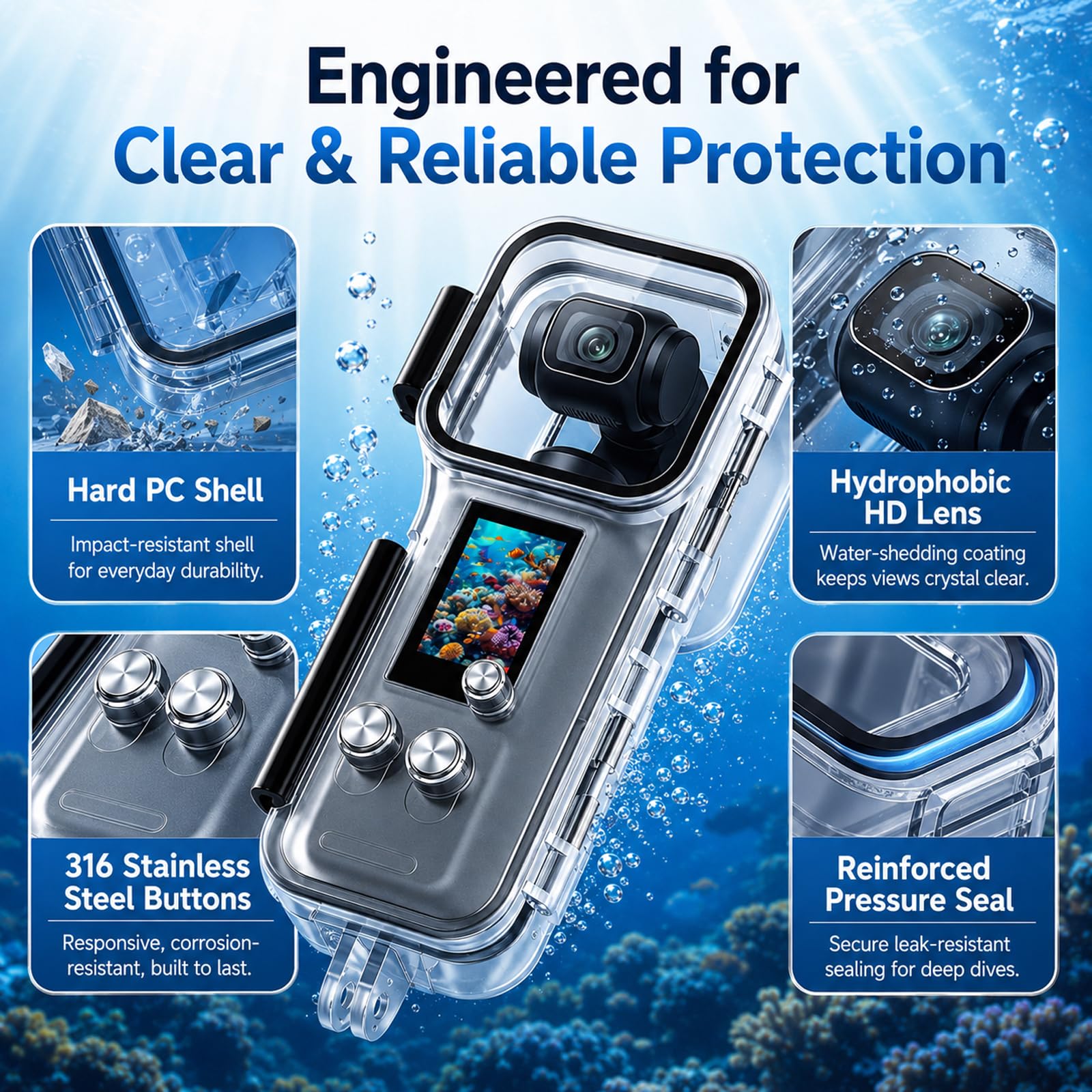 PULUZ Funda impermeable de buceo IPX8 de 50 m para DJI Osmo Pocket 4