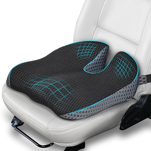 Ajiteogy Car Seat Cushion, Memory Foam Car Wedge Seat Cushion for Driving, Height Booster & Posture Support, 4D Mesh Seat Pad with Adjustable Straps - Universal Fit for Car, Truck, Vehicle