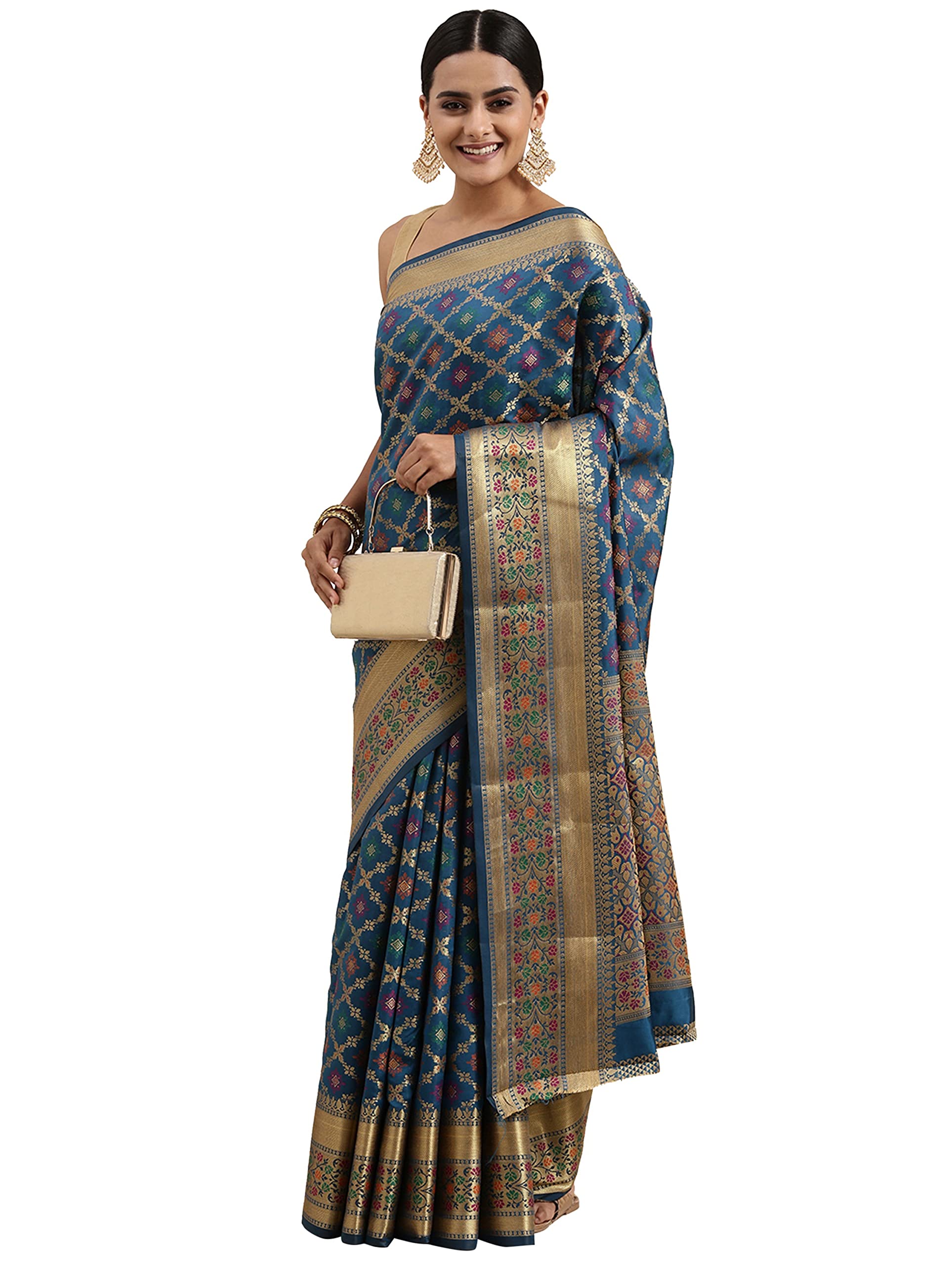 Pisara Women Chanderi Cotton Silk Saree With Unstitched Blouse Piece