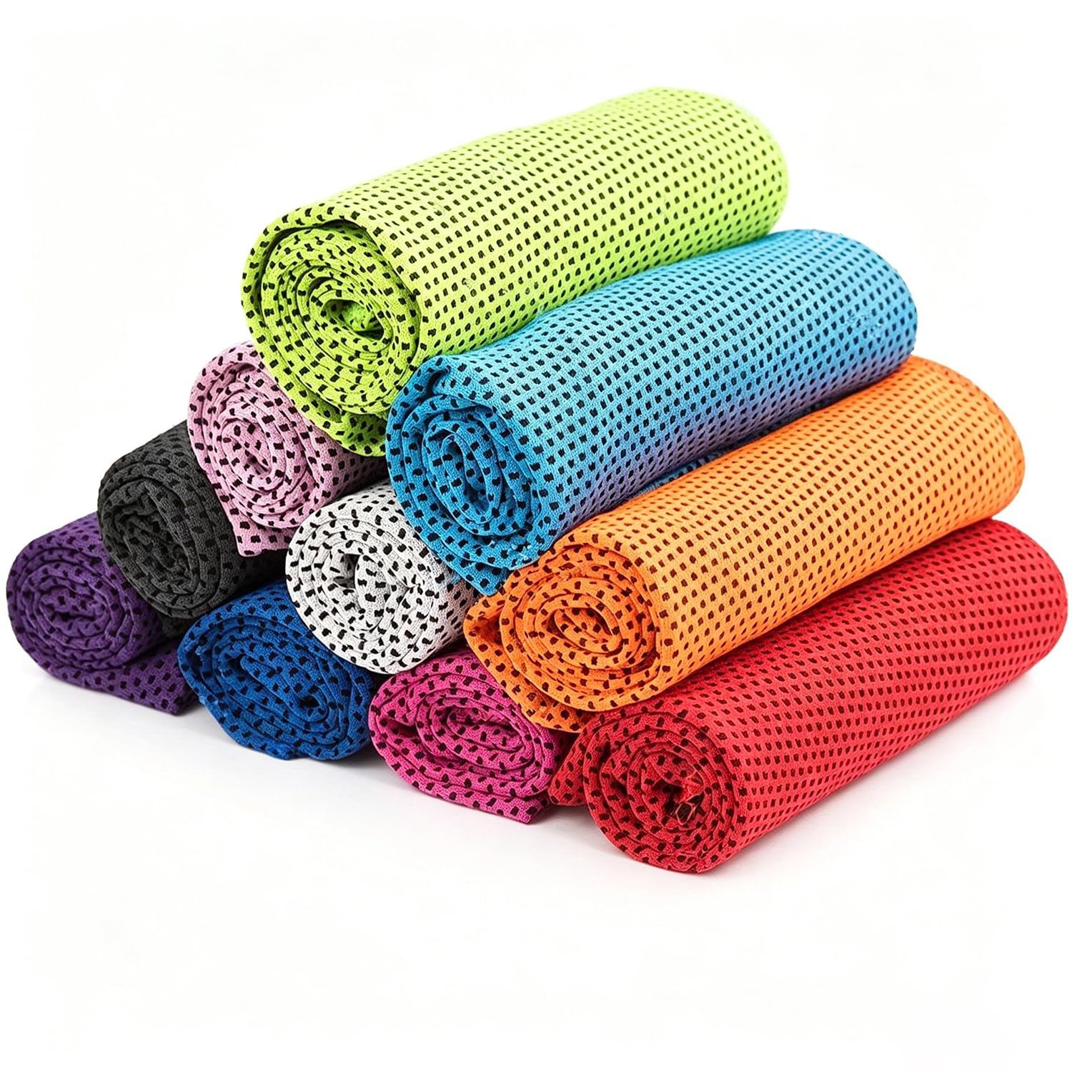 10 Piezas Toalla de Enfriamiento Toallas de Refrigeración Microfibra Transpirable Cooling Towel Toalla de Sudor para Gimnasio Yoga Golf Camping