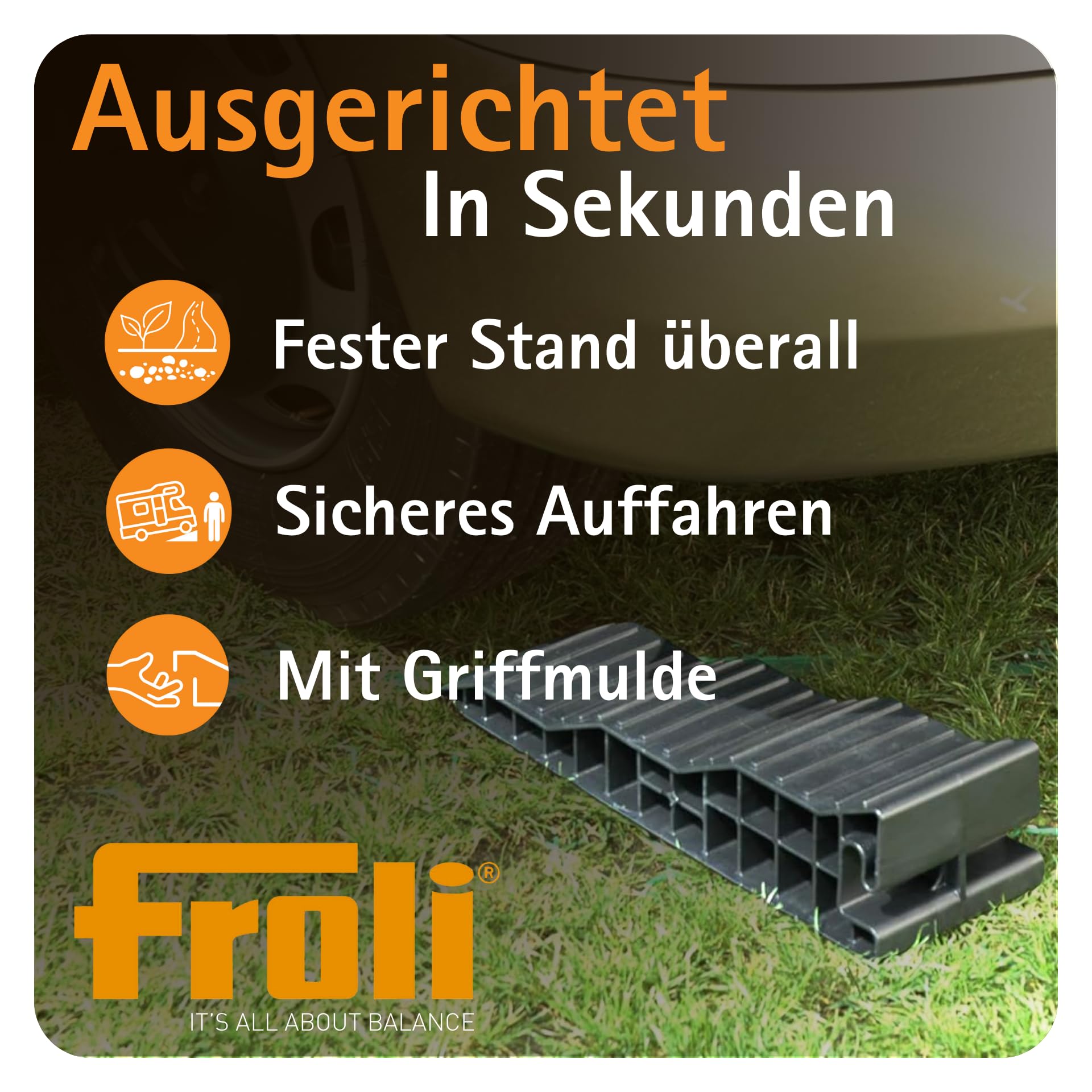Froli - Cuneo di livellamento, set da 2 pezzi per roulotte e camper, fino a 8000 kg