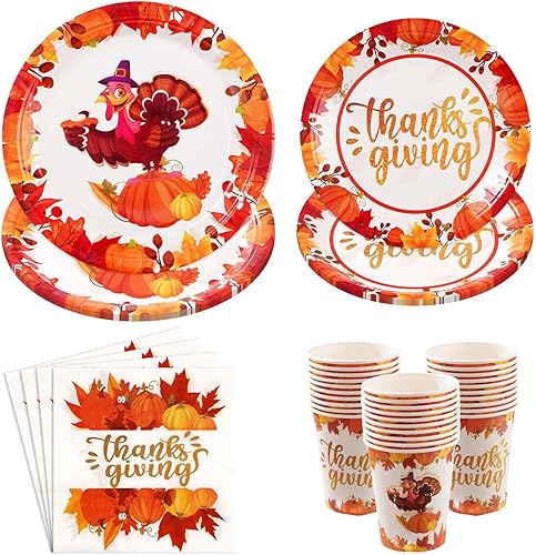 Miniatura 1 de 120 platos de papel de Acción de Gracias y servilletas para fiesta, decoraciones de fiesta, platos desechables para el día de Acción de Gracias,