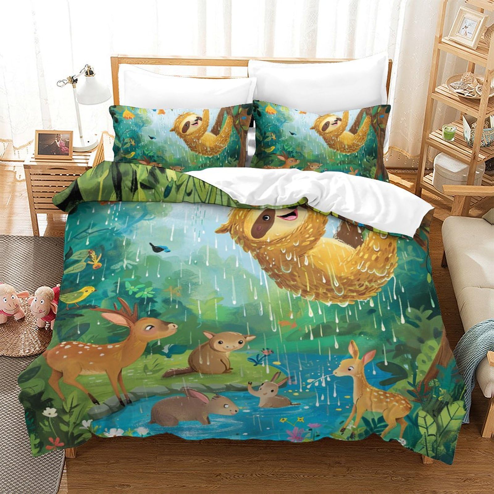 Parure de lit loutre 3D avec housse de couette king en microfibre respirante douce