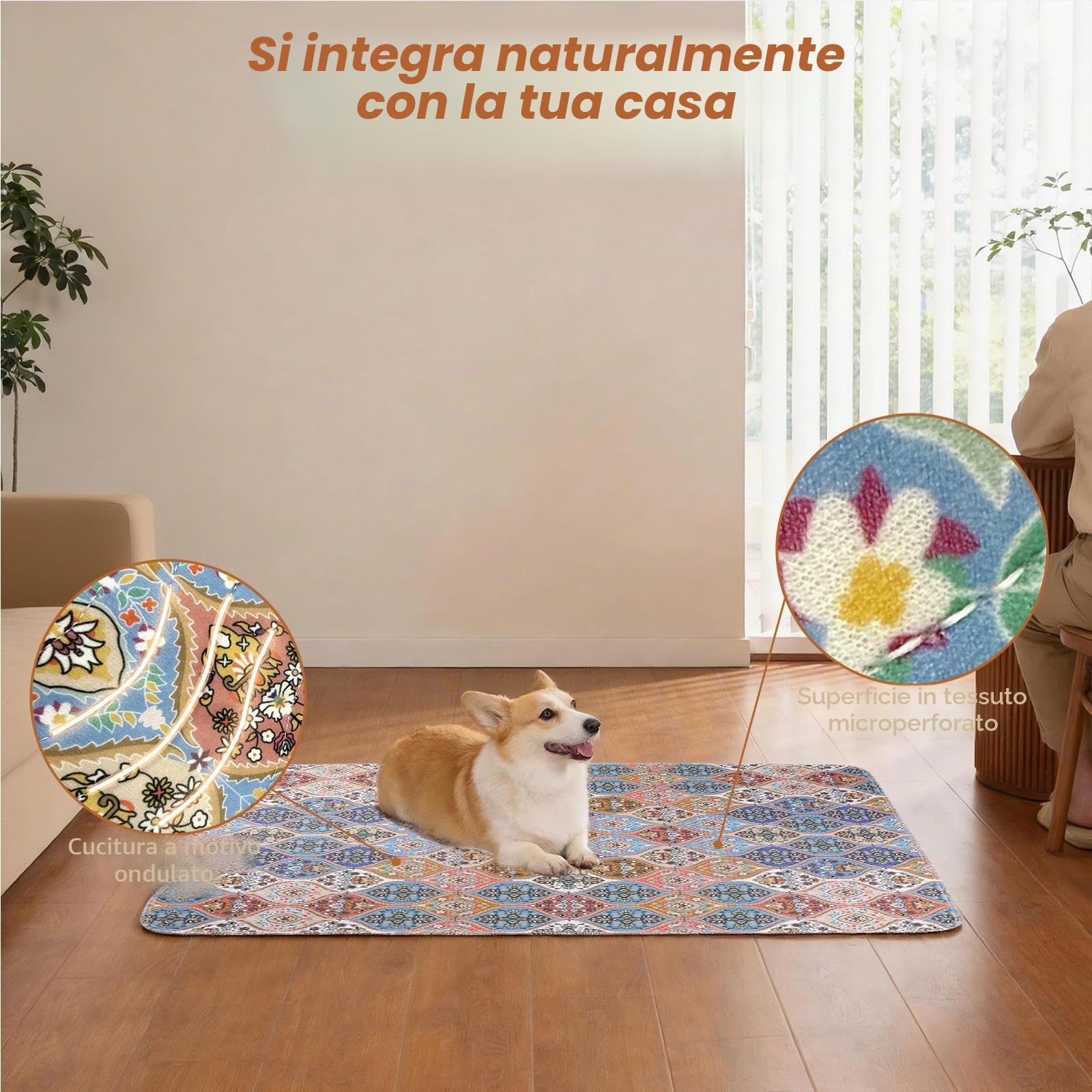 Gimars 80 x 92 cm, 2 Pezzi, Design Boho e Finitura Resistente, Traversine Lavabili per Cani, Tappetino Riutilizzabile per Addestramento Cuccioli, Assorbente, Antiscivolo e a Prova di Perdite