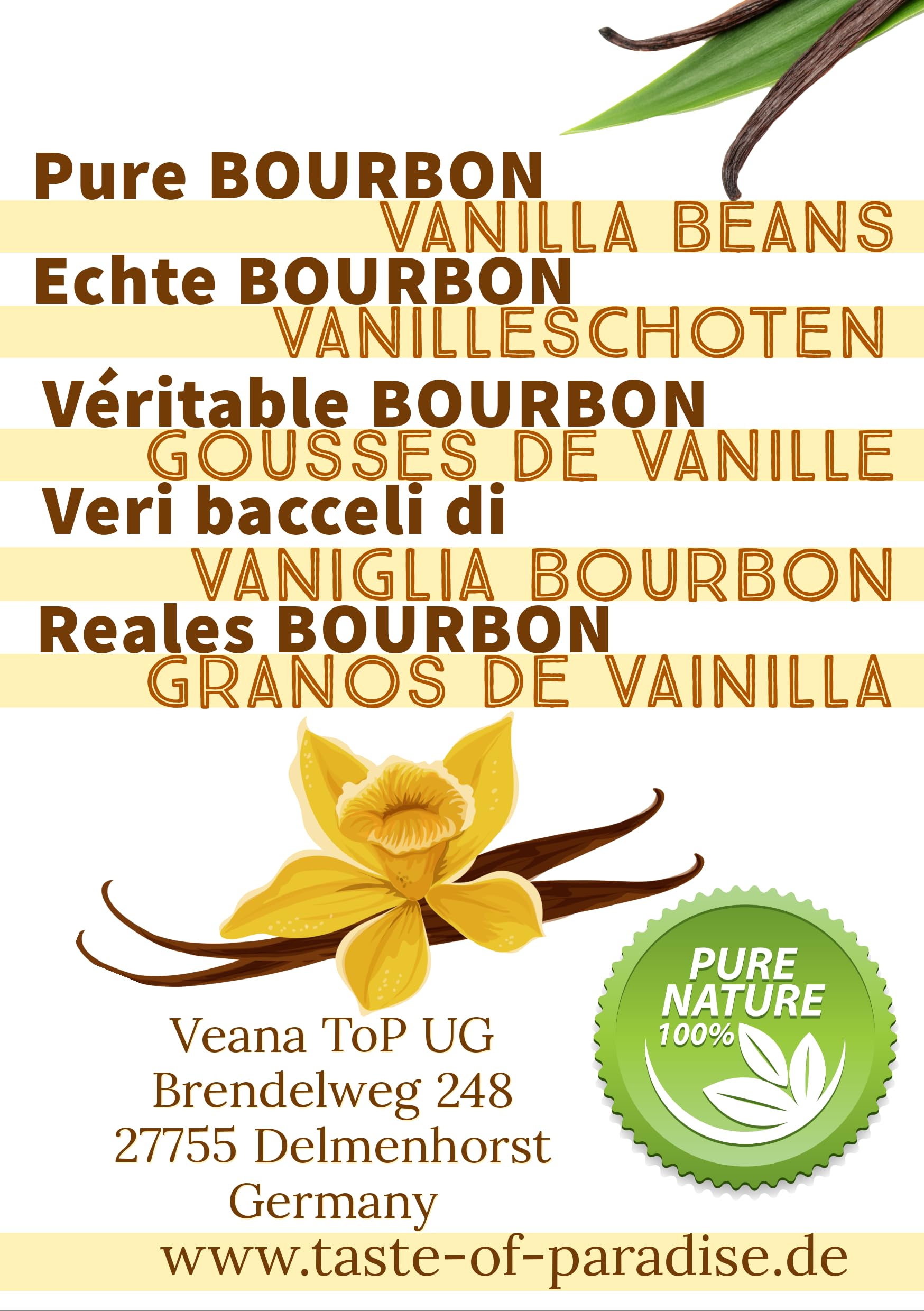 Baccelli di vaniglia Bourbon (20 pezzi - 12-13 cm) 100% naturale dal Madagascar, freschi e succosi, alto contenuto di vaniglia, Top Gourmet Vaniglia