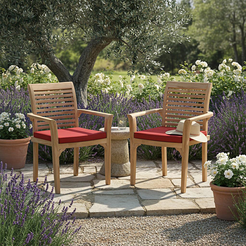 Teck'Attitude Fauteuils de Jardin empilables en Teck Samoa (Lot de 2)