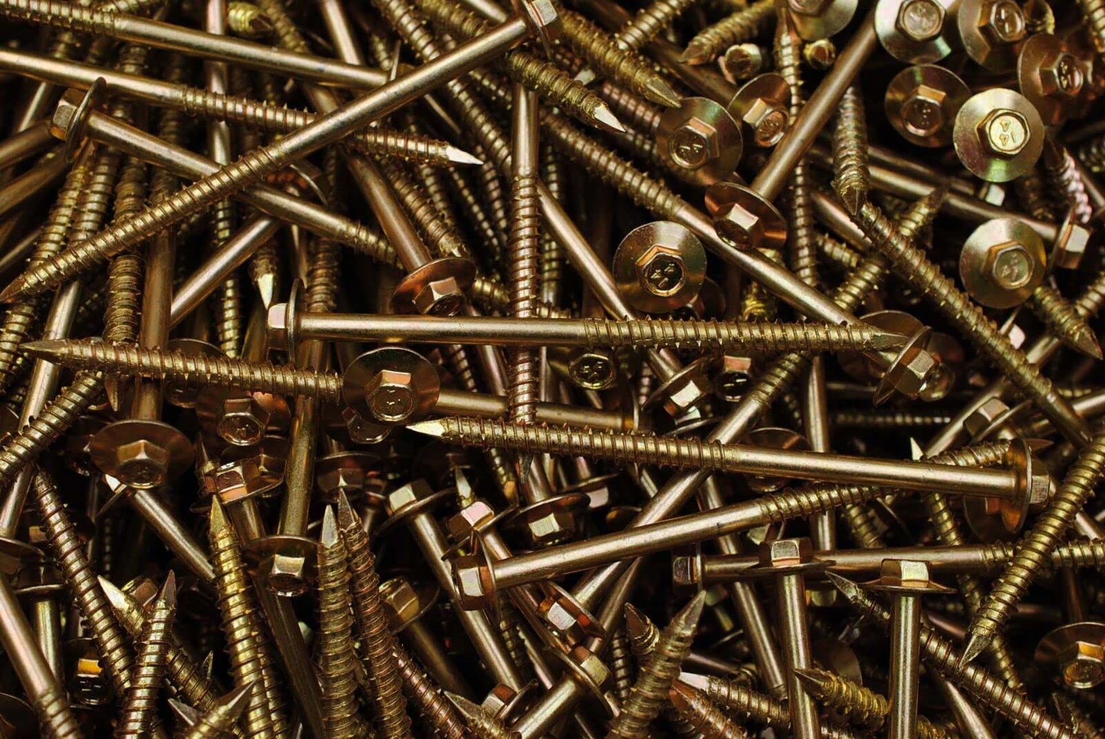 (100 pcs) Hex Flange Head 1/4 x 4 Concrete Masonry Screws Yellow Zinc Tapcon