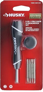Husky 1000-039-351 Phillips and Slotted 8-in-1 Double Ended Precision Screwdriver Set with Onboard Storage