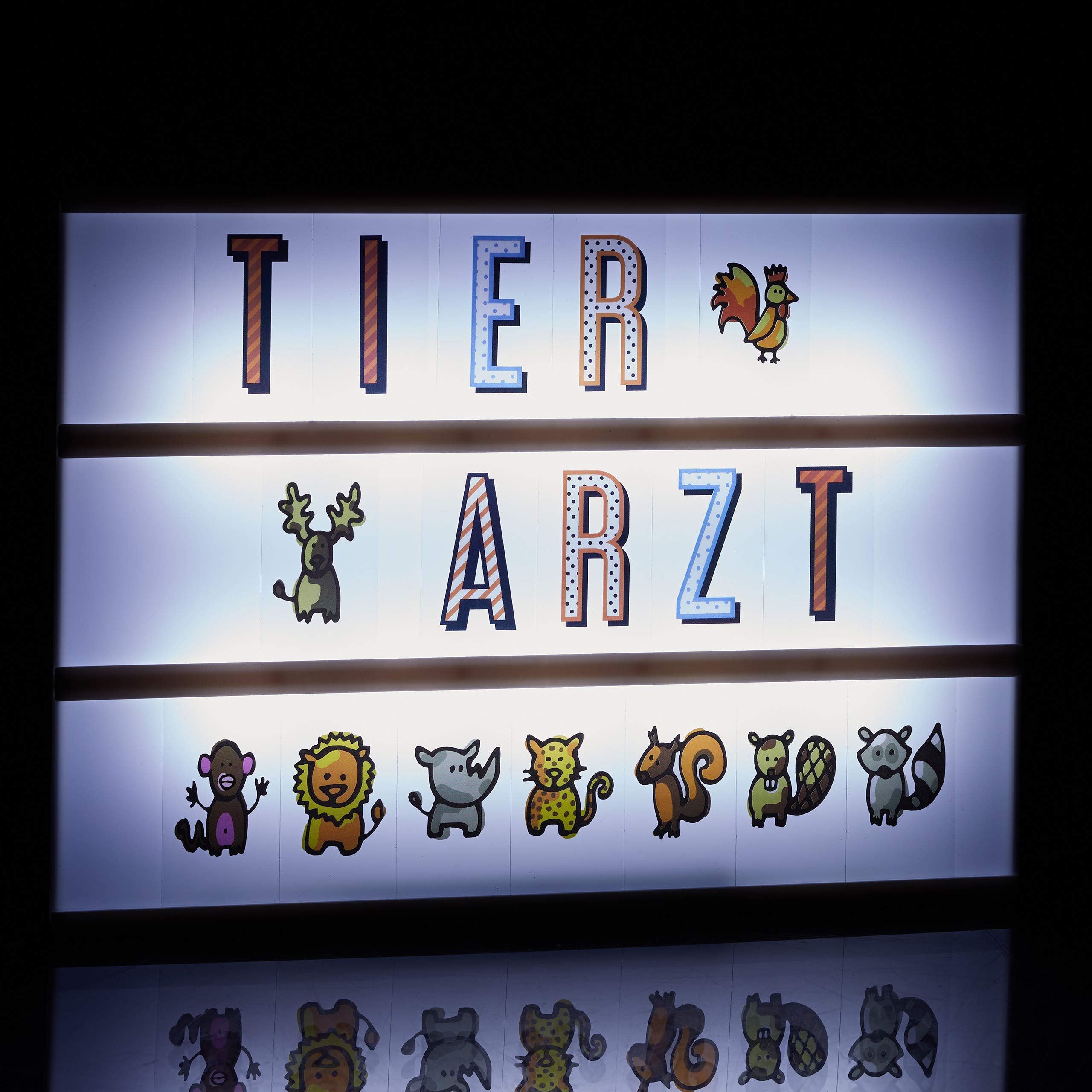 Relaxdays Lightbox zestaw uzupełniający, 240 zwariowanych znaków, rozszerzenie z literami i cyframi, podświetlane pudełko Icons, kolorowe