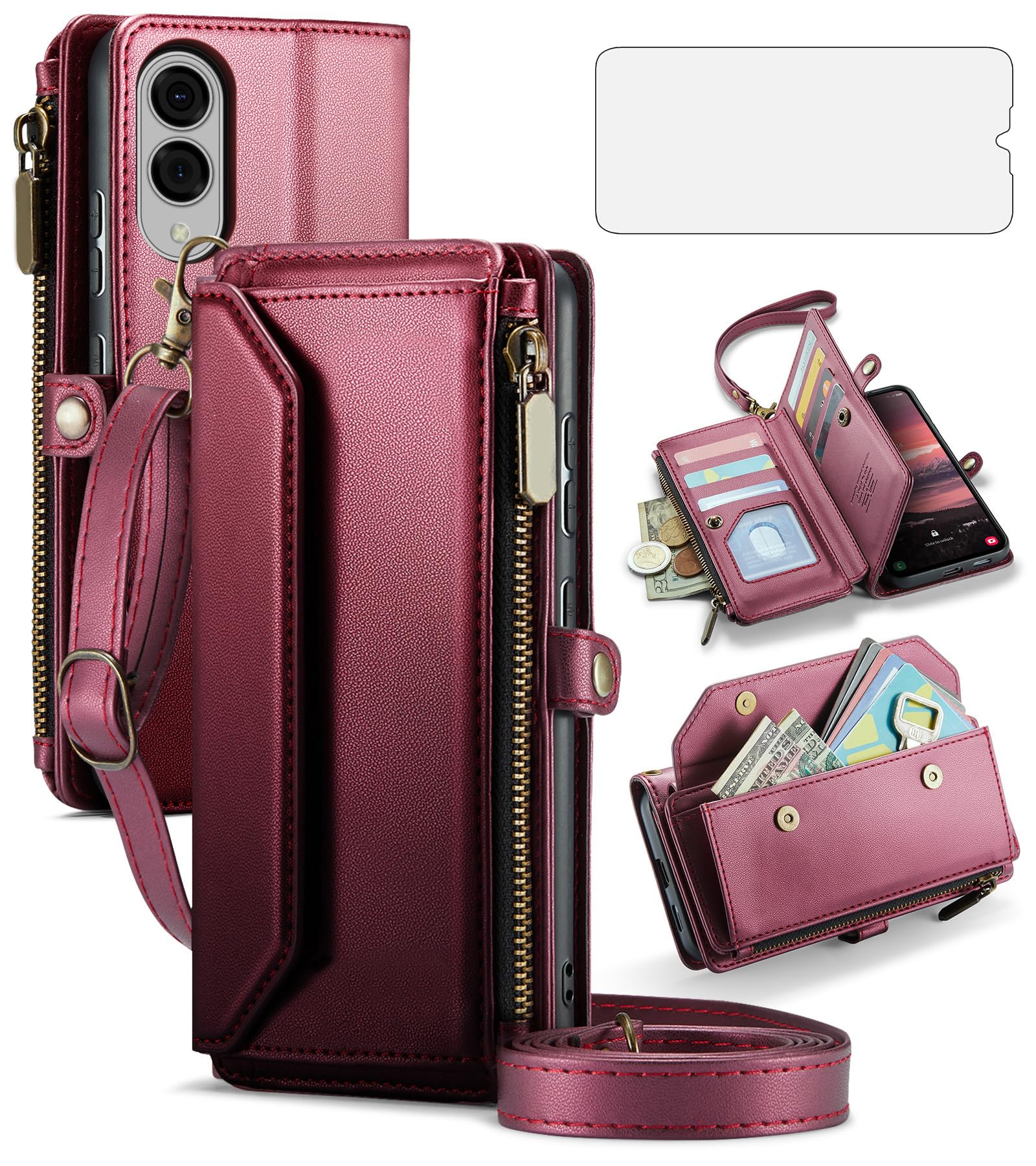 Coque Samsung Galaxy S25 Edge 5G portefeuille fermeture éclair rabat RFID - 8