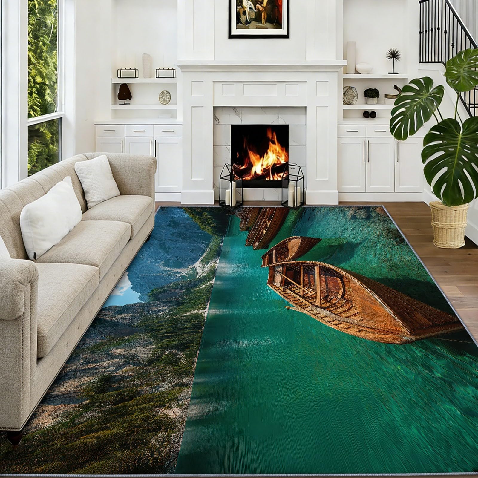 Lake Bled - Alfombra antideslizante de madera para barco, 100 x 160 cm, con impresión fotográfica, alfombra para dormitorio de niños y niñas, alfombra de suelo para sala de estar, dormitorio, alfombra