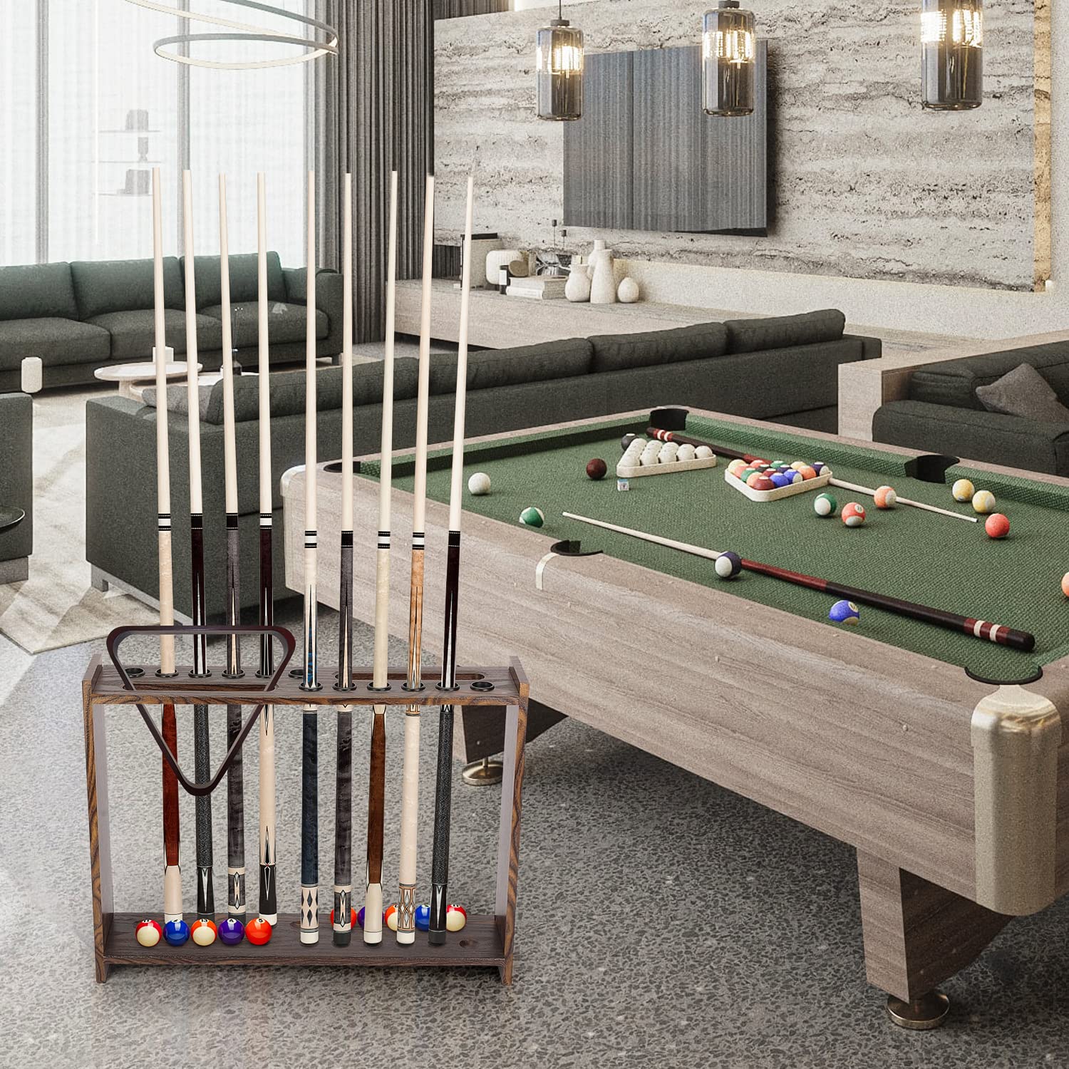 Snapklik.com : Nisorpa Billiards Pool Stick Rack - 12 Cue Stick Holder