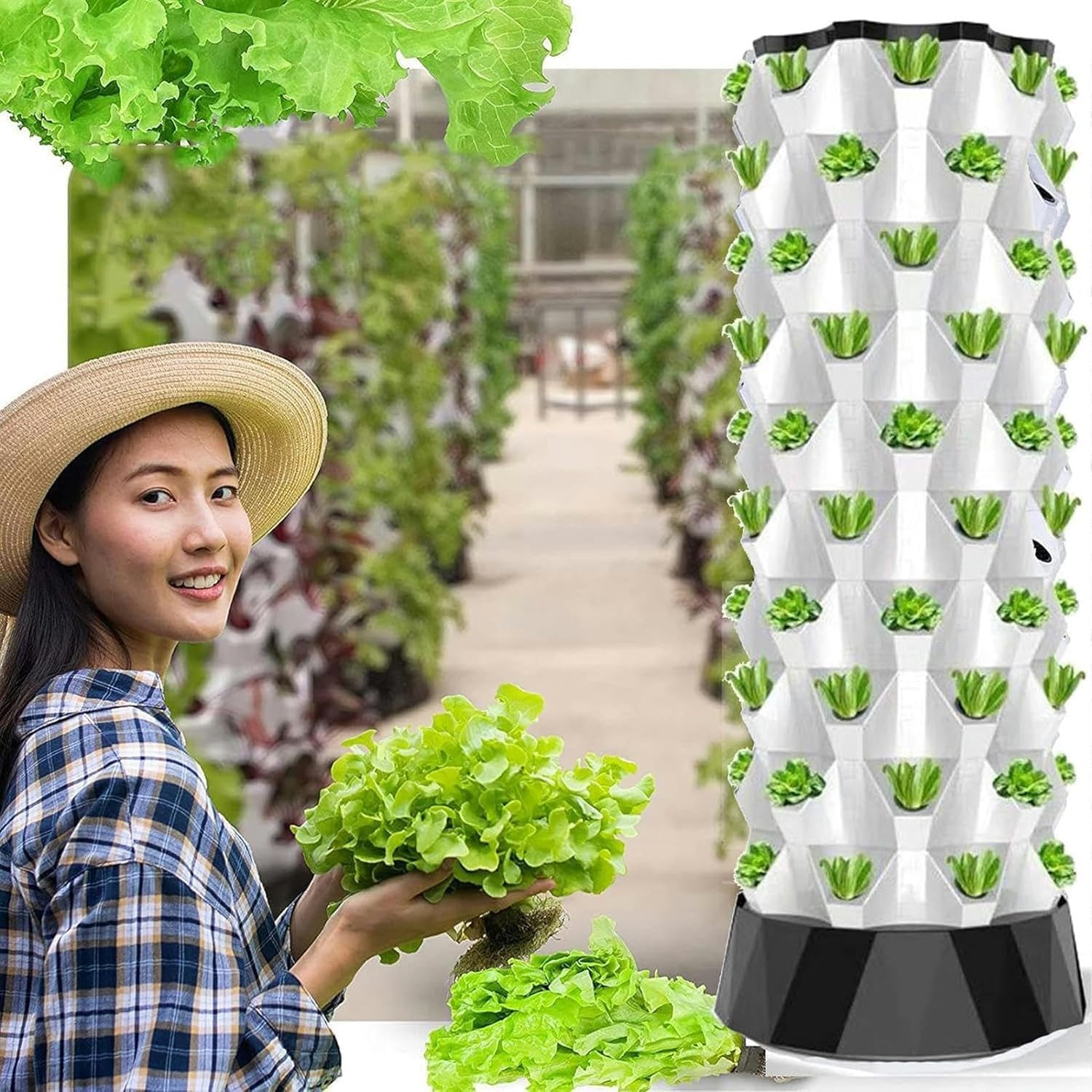 De Cultivo hidropónico Vertical Inteligente con riego automático - Torre de Cultivo hidropónico for Hierbas, Frutas y Verduras de Interior (1 Unidad)(8 Layers)