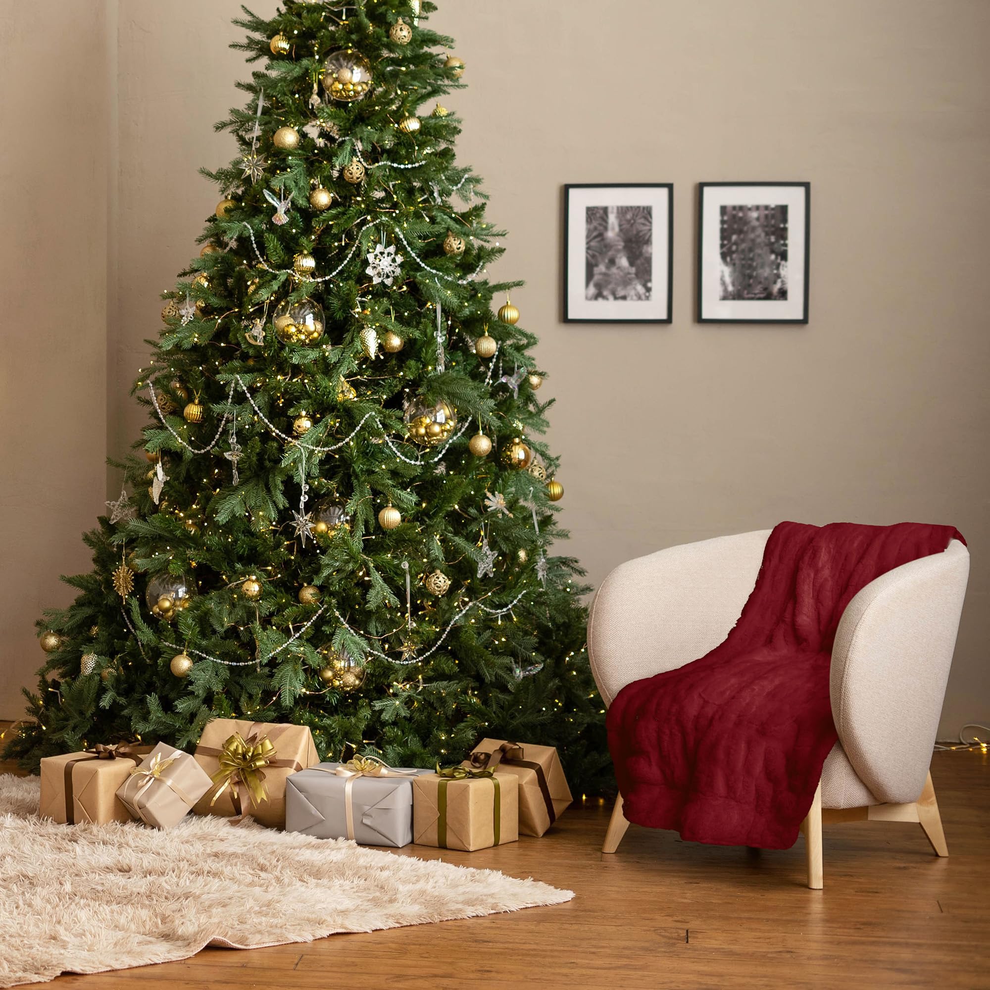 ベッド Amazon.com: Faux Fur Throw Blanket for Couch. Fleece Blanket for