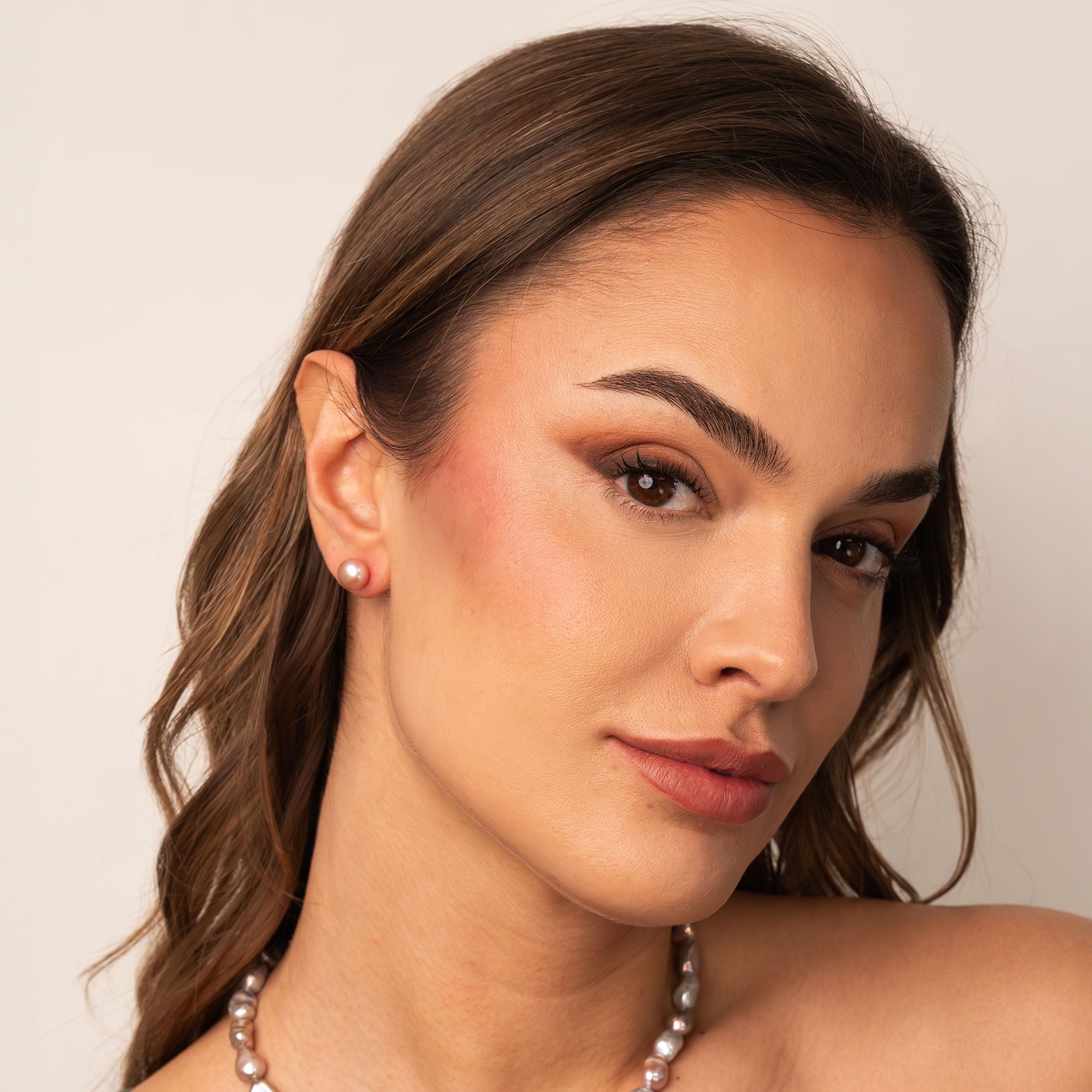 Damen Perlenohrringe Rosa Süßwasser Zuchtperlen Knopfform Lavendel Rosa Farbe SECRET & YOU - Perlen Ohrstecker Sterling Silber 925 - Erhältlich in 4 Größen von 8-11 mm