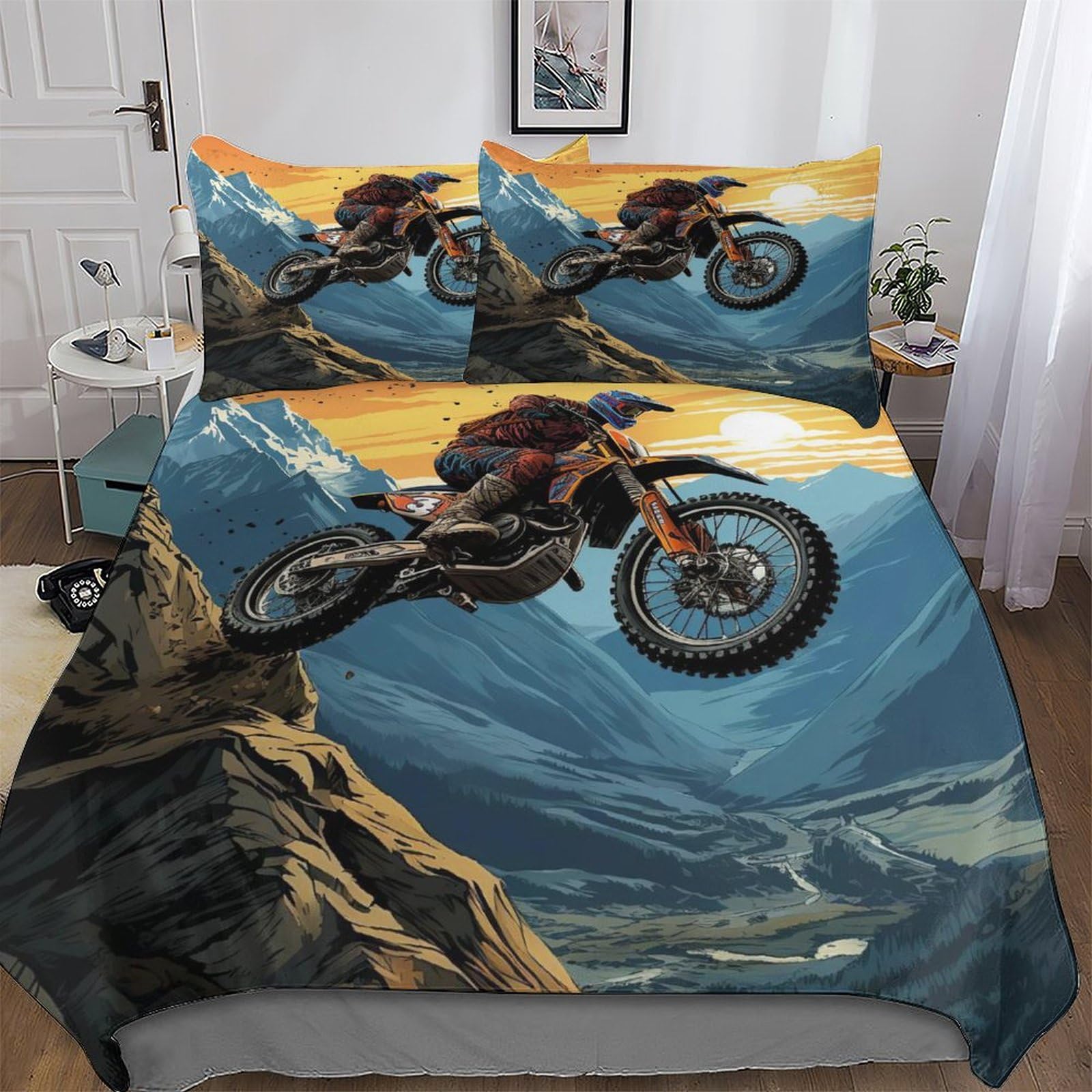 Motocross Parure de Lit pour Enfants et Adultes - Ambiance Chambre Sport 220x240