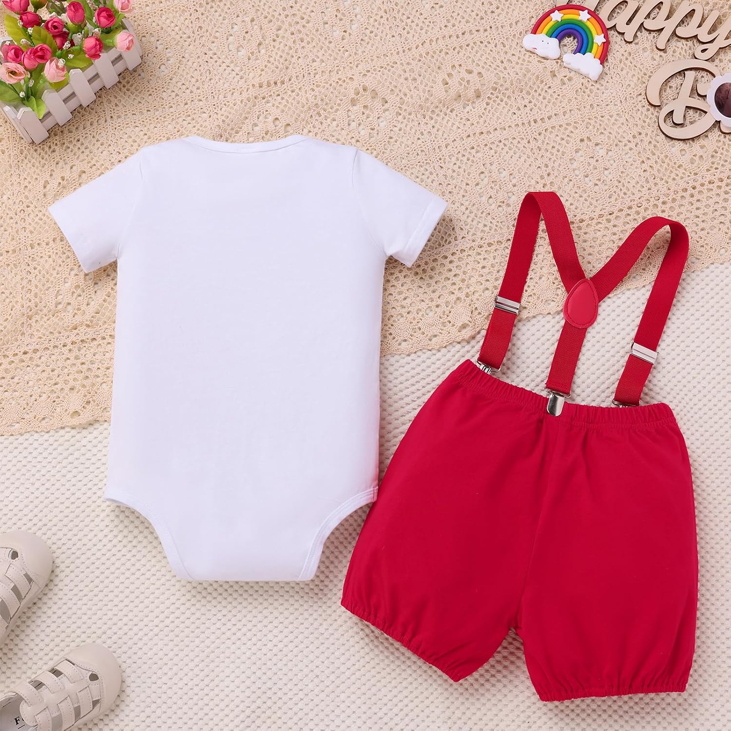 IMEKIS Baby Boys Space 1st Birthday Outfit Cake Smash Romper + Shorts Pants Suspenders Astronauts Cake Smash Photo Props