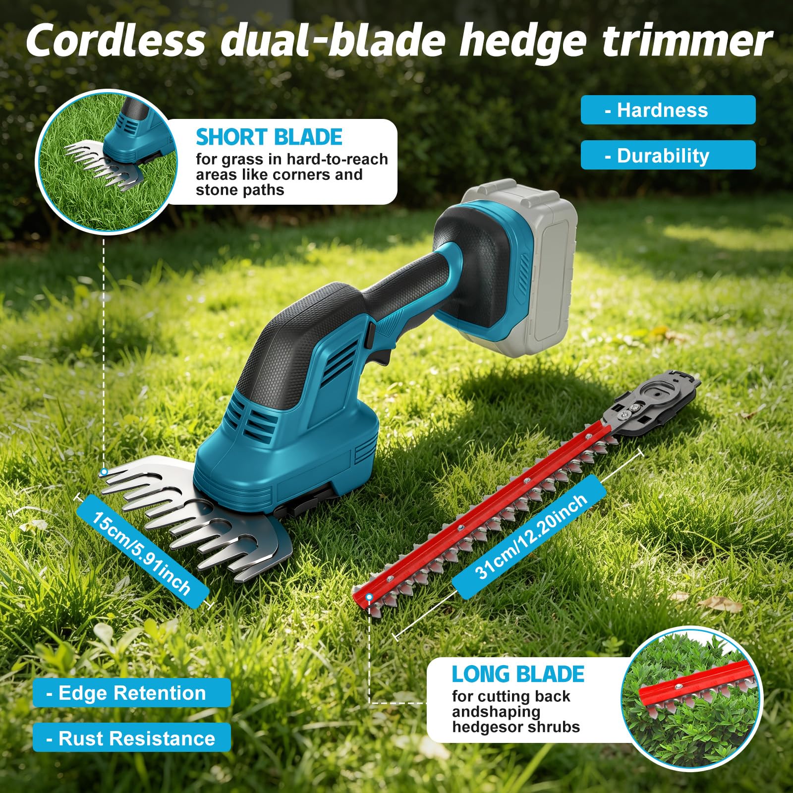 Akku-Teleskop-Kettensäge Heckenschere und Gartenschere Kombiset kompatibel mit Makita 18V, Ausziehbares Baumbeschneidungs-Werkzeugset zum Schneiden von Ästen und Bäumen (ohne Akku)