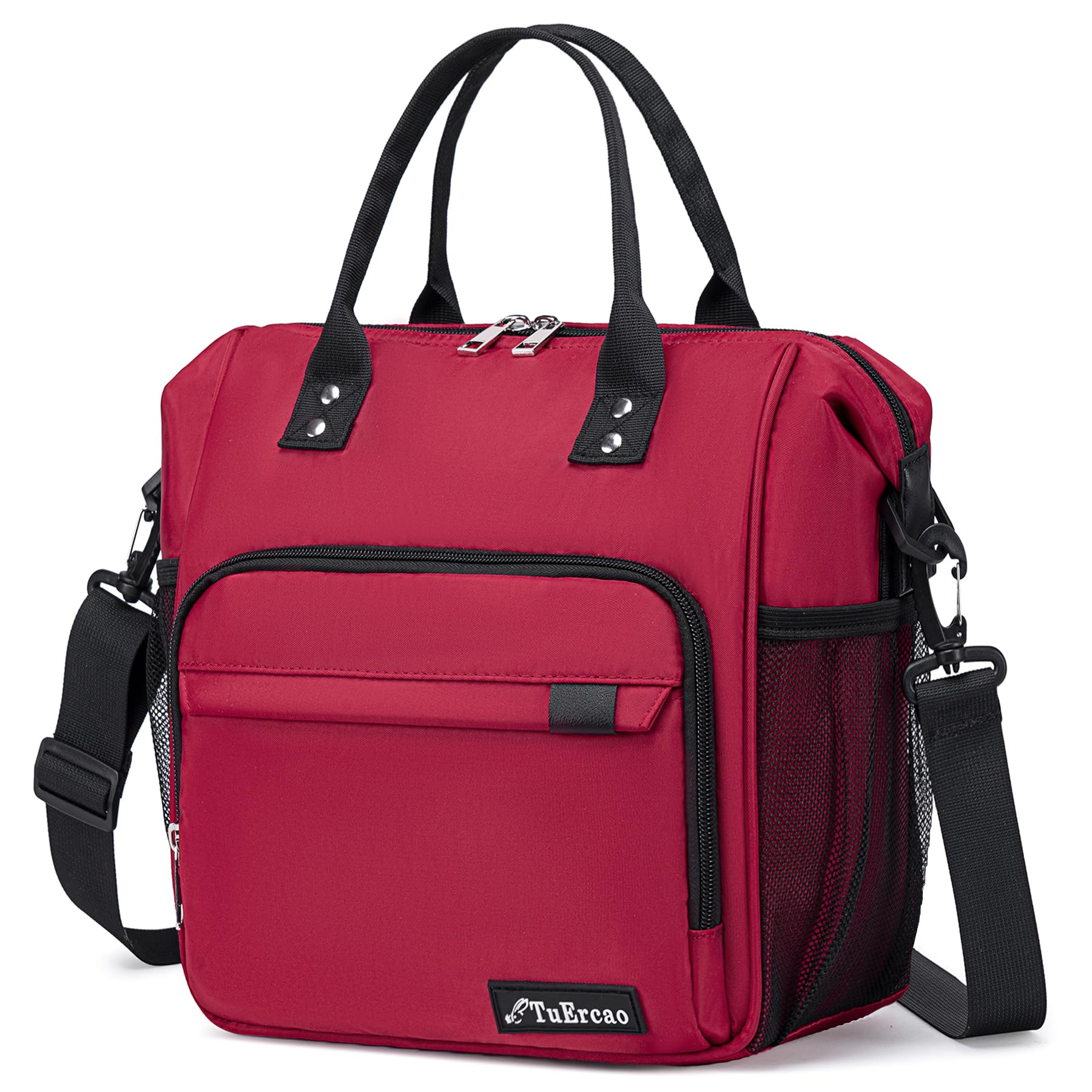 Red Lunch Box for Women for Work Insulated Lunch Bag for Female Adult, Fashion Ladies Lunch Tote Bag