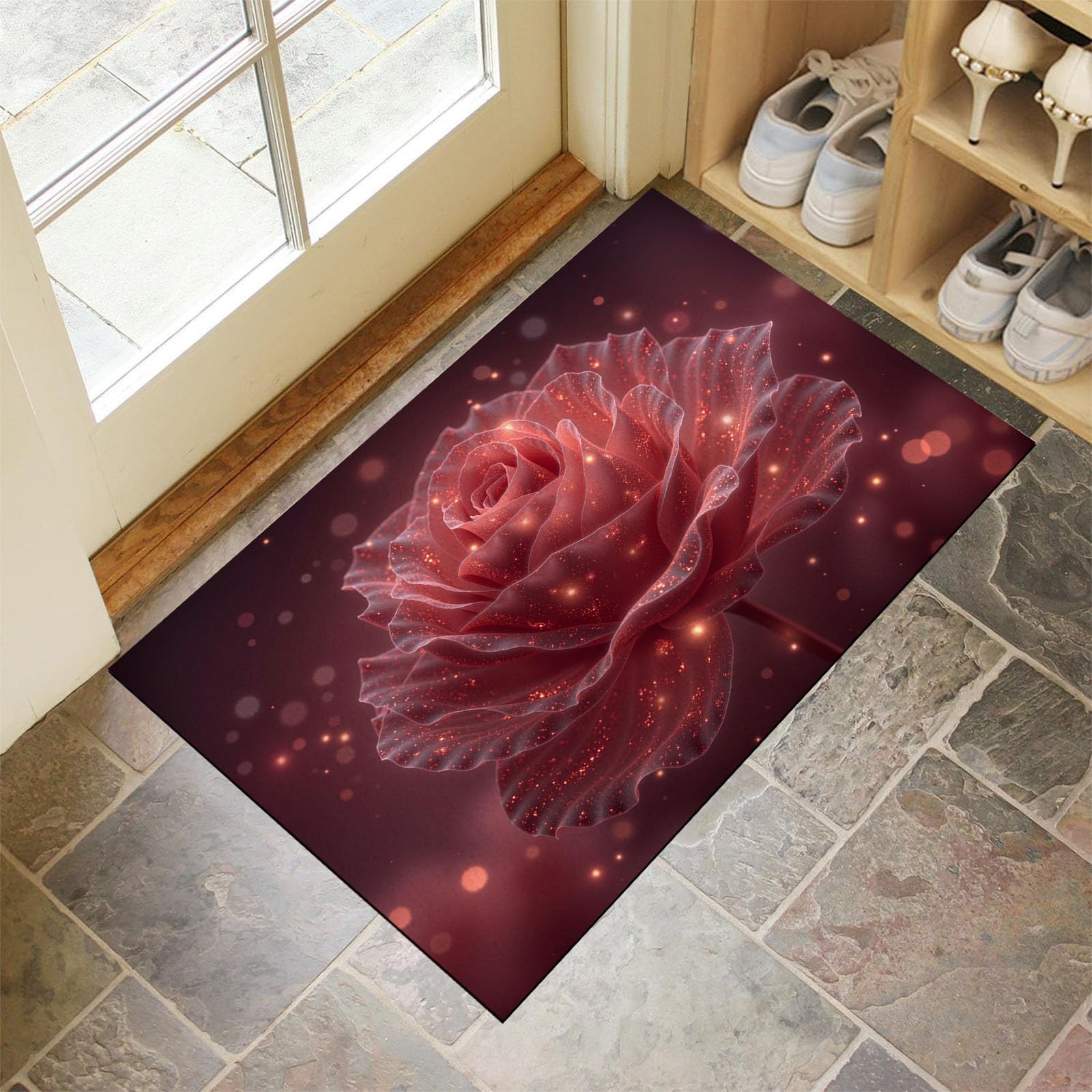 Tapis imprimé fleurs romantiques pour chambre douce et cosy