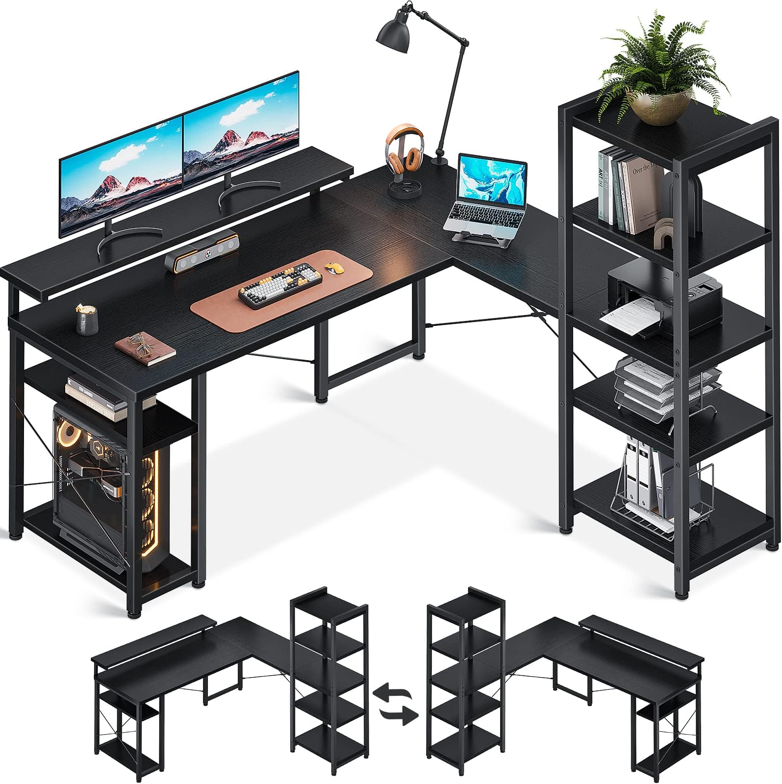 L Shaped Desk with Shelves