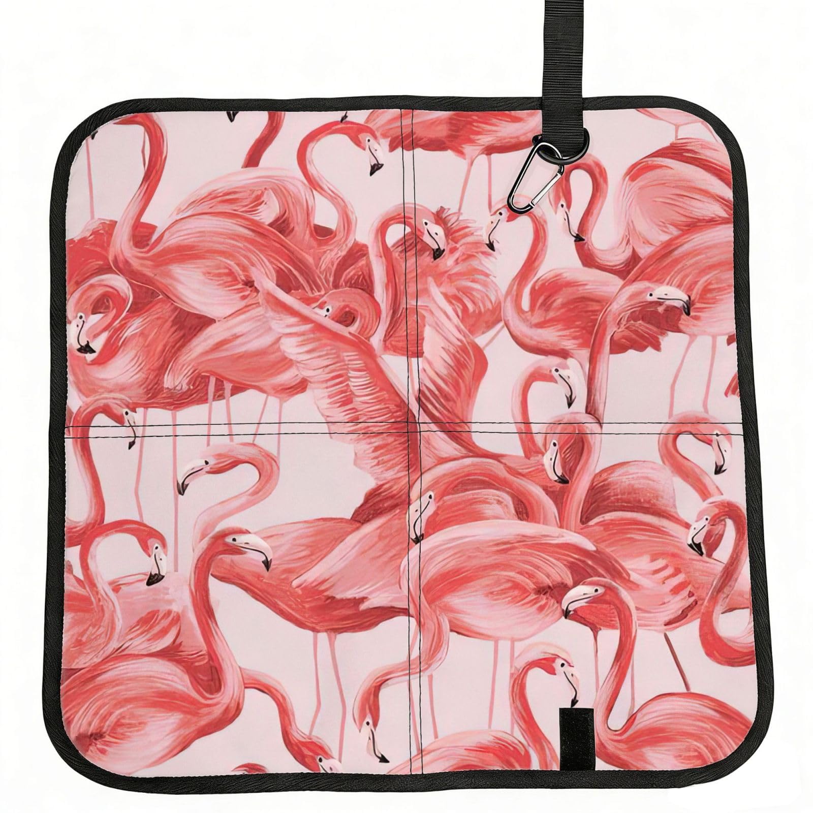DEXNEL Flamingo Print Foldable Seat Cushion Portable Stadium Pad Waterproof Outdoor Camping Mat 15.8 X 15.8 Inches