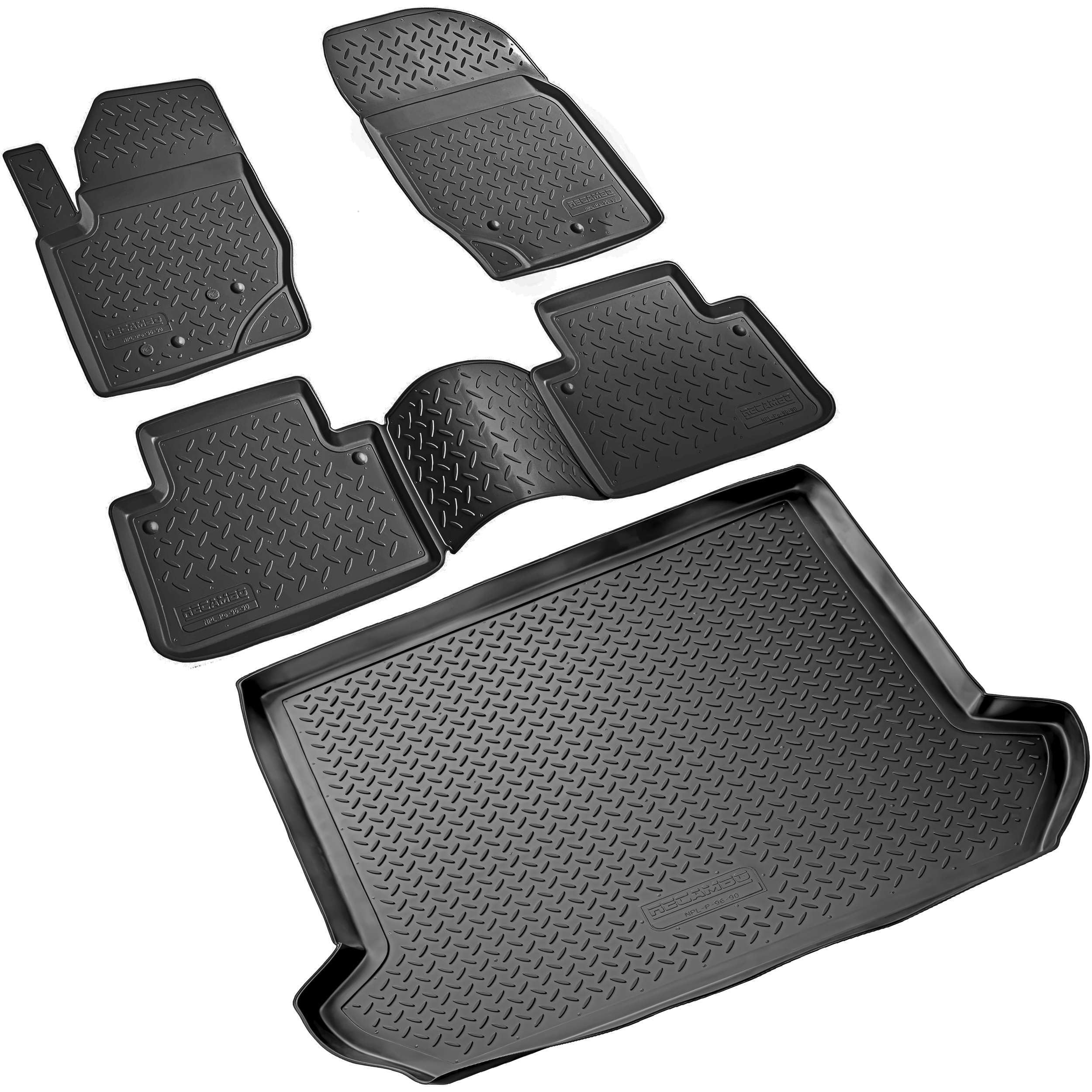RECAMBO Juego de alfombrillas de goma y alfombrillas de maletero adecuadas para Volvo XC90 I | 2002-2014 | 5 asientos: alfombrillas de coche 100% ajustadas con precisión y alfombrilla para maletero de