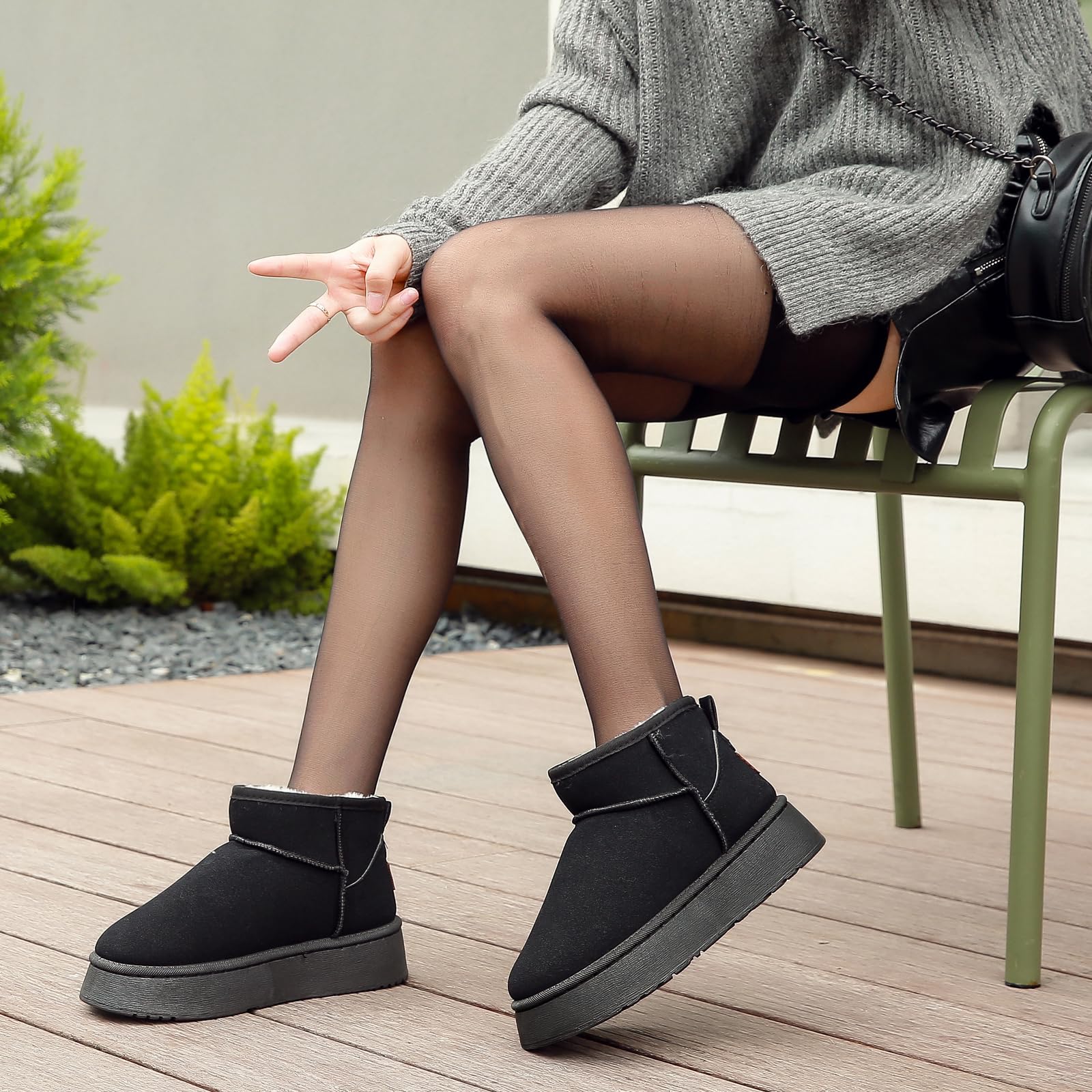 Rumkok Stivali Donna Caldo Stivali Da Neve Donna Comode Scarpe Da Neve Pelliccia Stivali Invernali Impermeabili Stivaletti Con Pelo Breve Moda