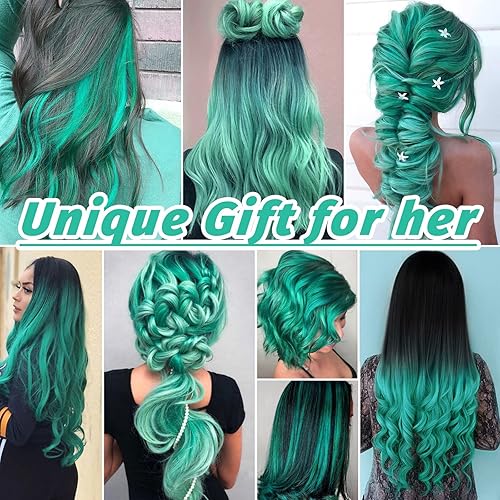 Miniatura 6 de 16 extensiones de cabello con clip de colores, extensiones de cabello sintético de 22 pulgadas con reflejos coloridos, rectas y largas, resistentes