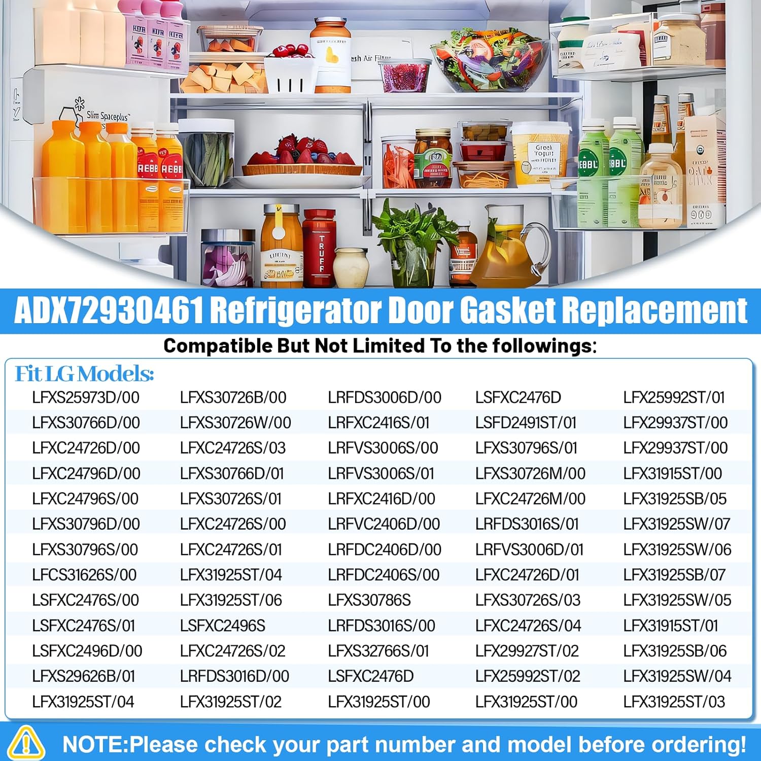 Upgraded ADX72930461 Refrigerator Door Gasket Compatible with LG Refrigerator Door Gasket LFX31945ST LFXS30796S LFXC24726S LFX25991ST Door Seal Gasket ADX72930414 ADX72930453 LG Fridge Door Seal Right