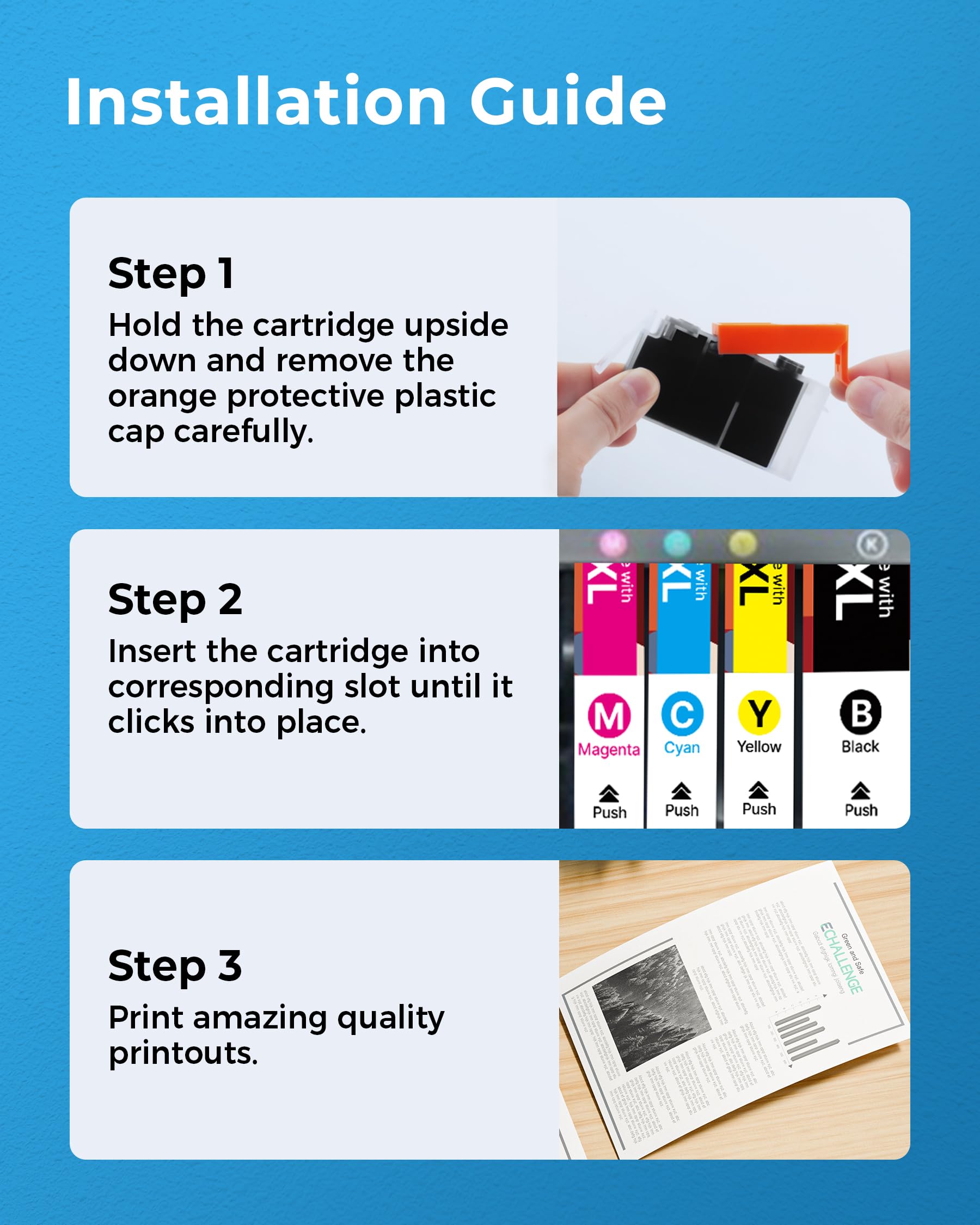 ECHALLENGE Lot de 4 cartouches d'encre 912XL compatibles avec HP OfficeJet Pro 8010 8012 8014 8015 8017 8020 8022 8023 8024 8025